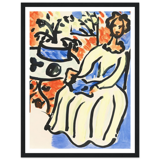 Marie-José en robe jaune (1950) Art Print | Henri Matisse - Framed Poster - 30x40 cm / 12x16″ - Black frame