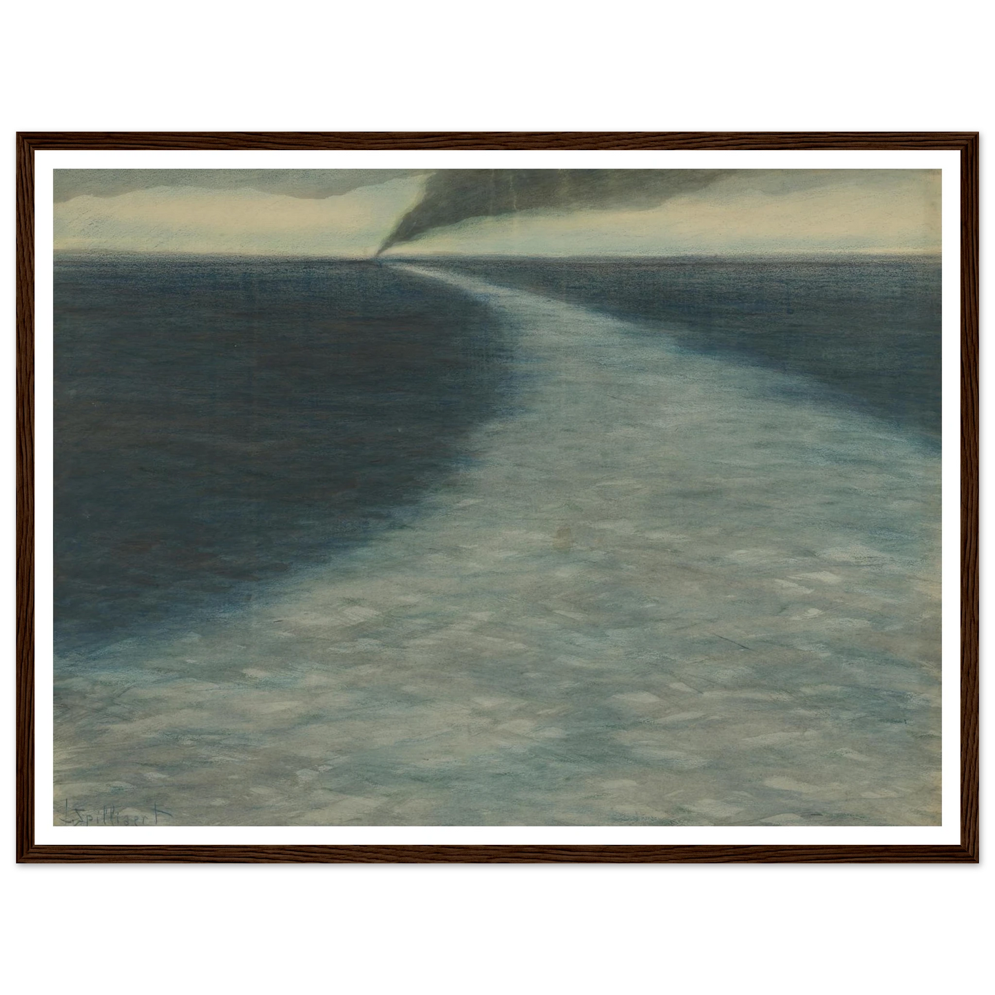 Marine met kielzog (1902) Art Print | Leon Spilliaert - Framed Poster - 30x40 cm / 12x16″ - Black frame