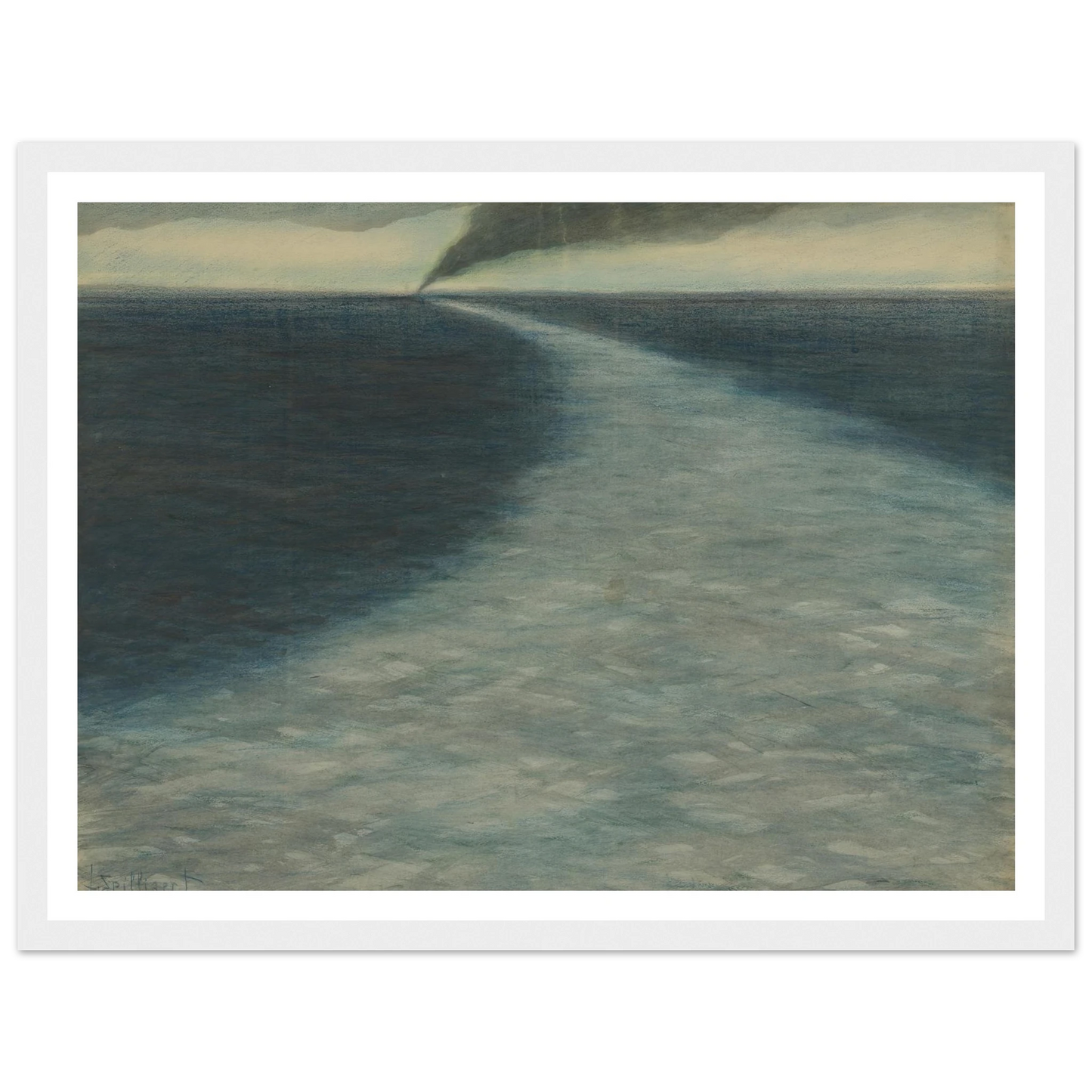 Marine met kielzog (1902) Art Print | Leon Spilliaert - Framed Poster - 30x40 cm / 12x16″ - Black frame