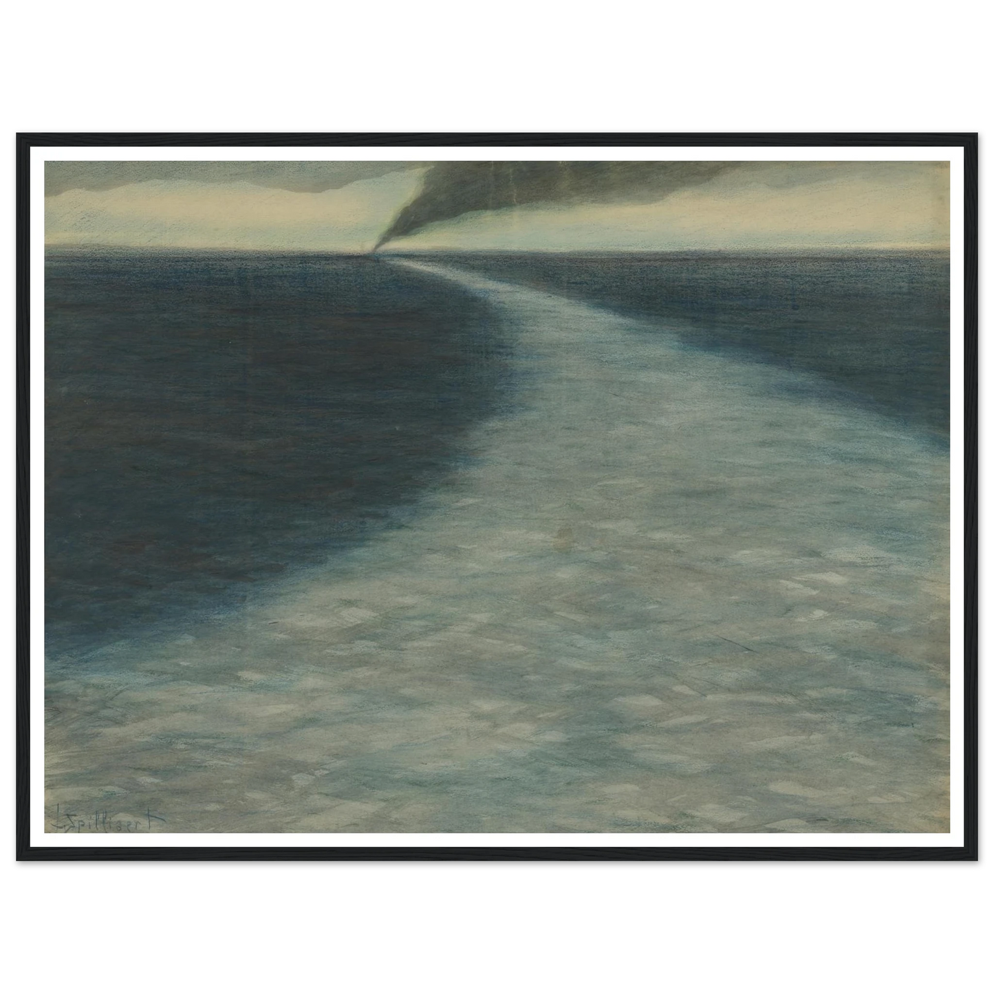 Marine met kielzog (1902) Art Print | Leon Spilliaert - Framed Poster - 30x40 cm / 12x16″ - Black frame