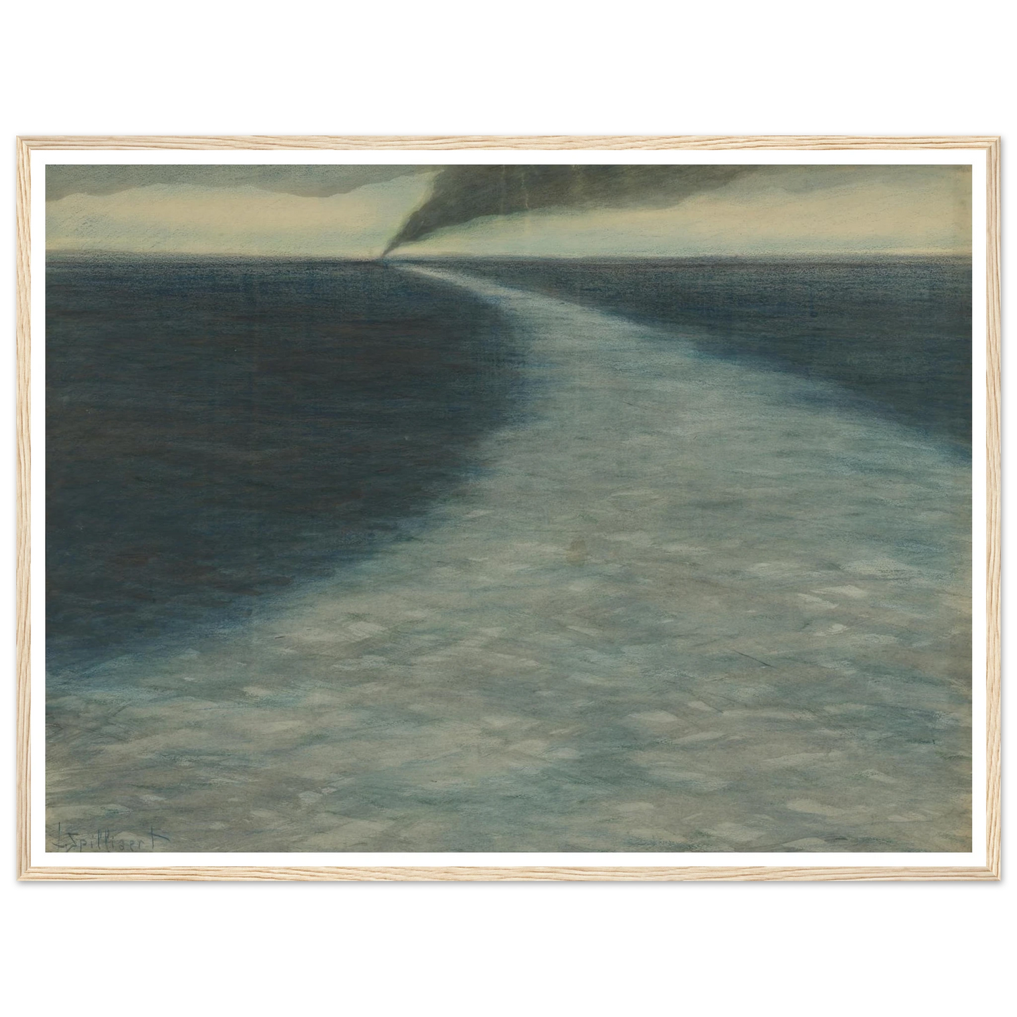 Marine met kielzog (1902) Art Print | Leon Spilliaert - Framed Poster - 30x40 cm / 12x16″ - Black frame
