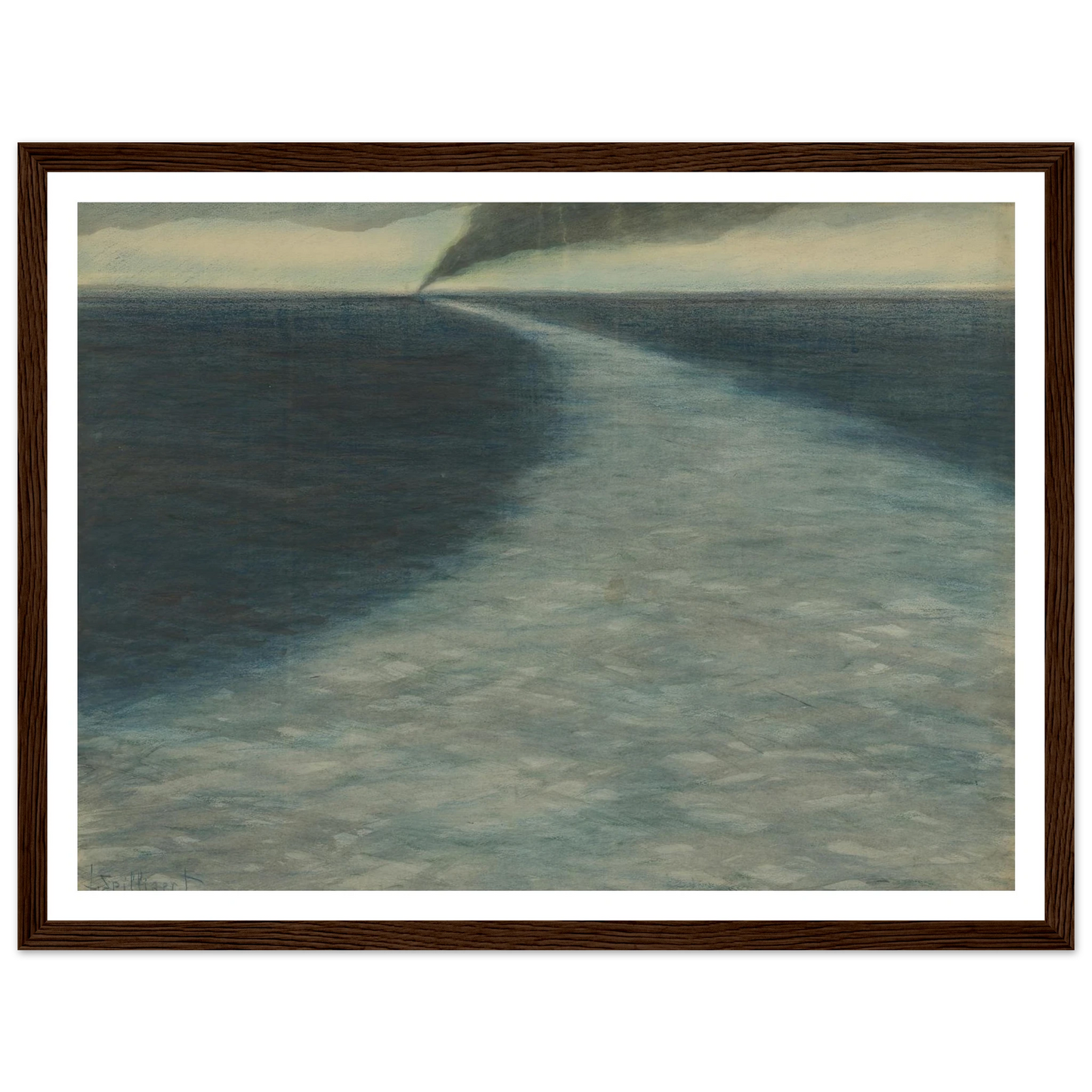 Marine met kielzog (1902) Art Print | Leon Spilliaert - Framed Poster - 30x40 cm / 12x16″ - Black frame