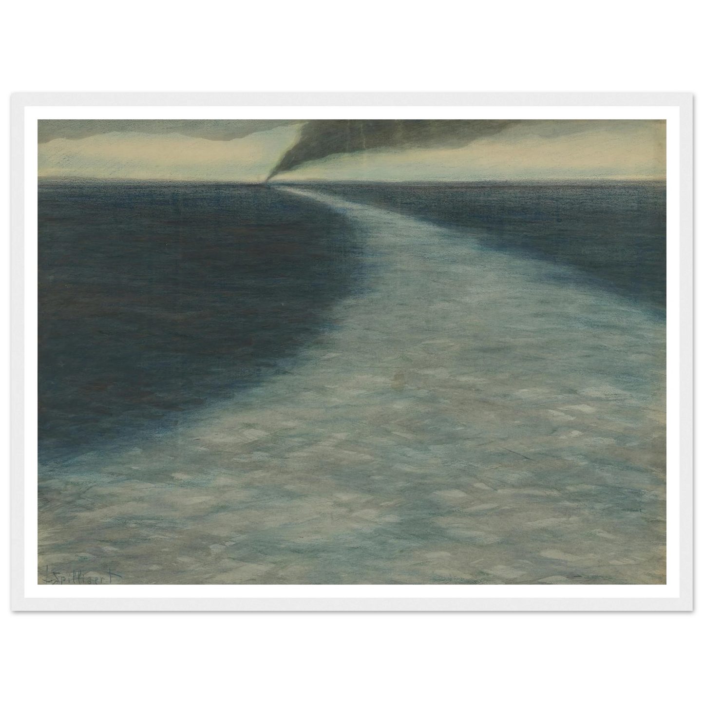 Marine met kielzog (1902) Art Print | Leon Spilliaert - Framed Poster - 30x40 cm / 12x16″ - Black frame