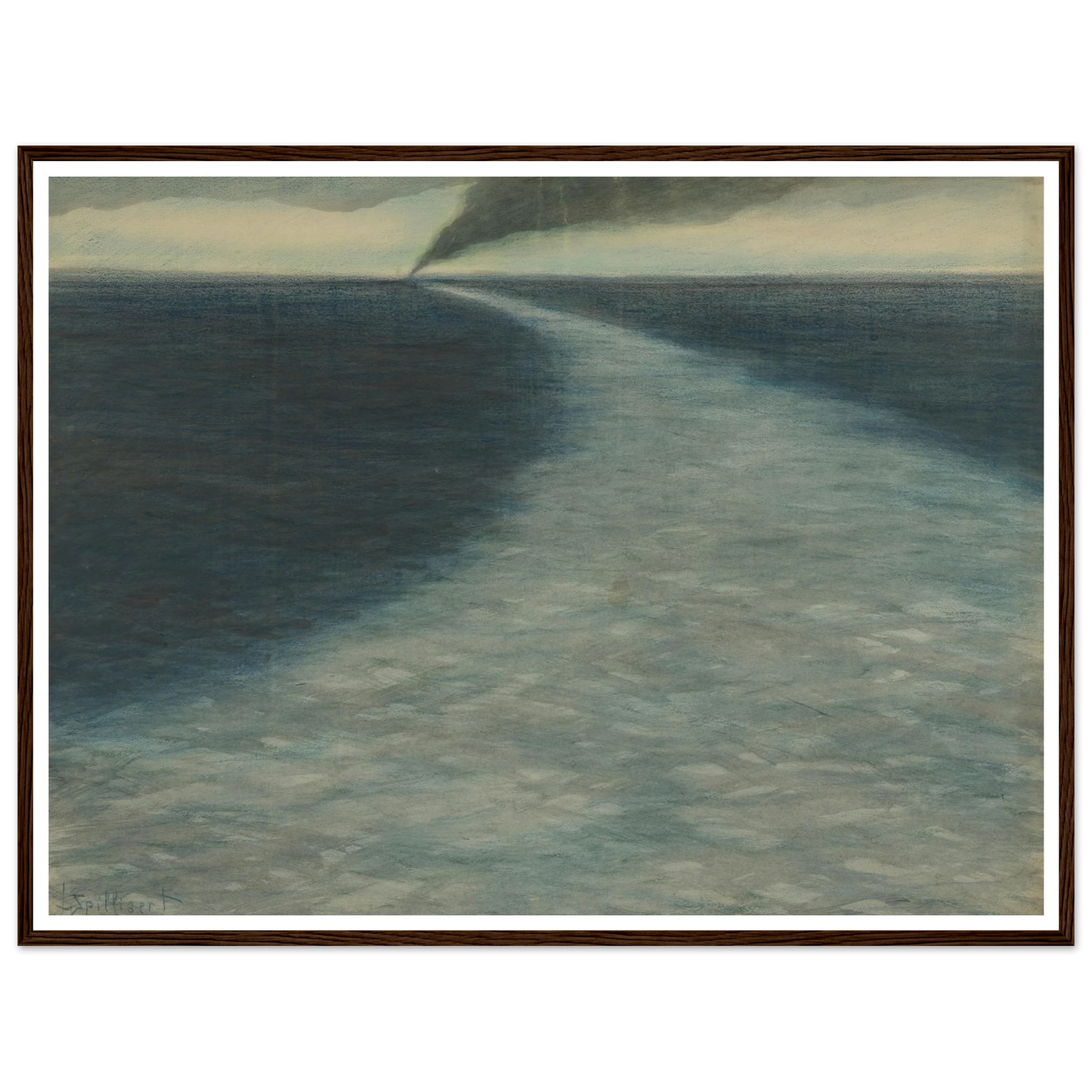 Marine met kielzog (1902) Art Print | Leon Spilliaert - Framed Poster - 30x40 cm / 12x16″ - Black frame