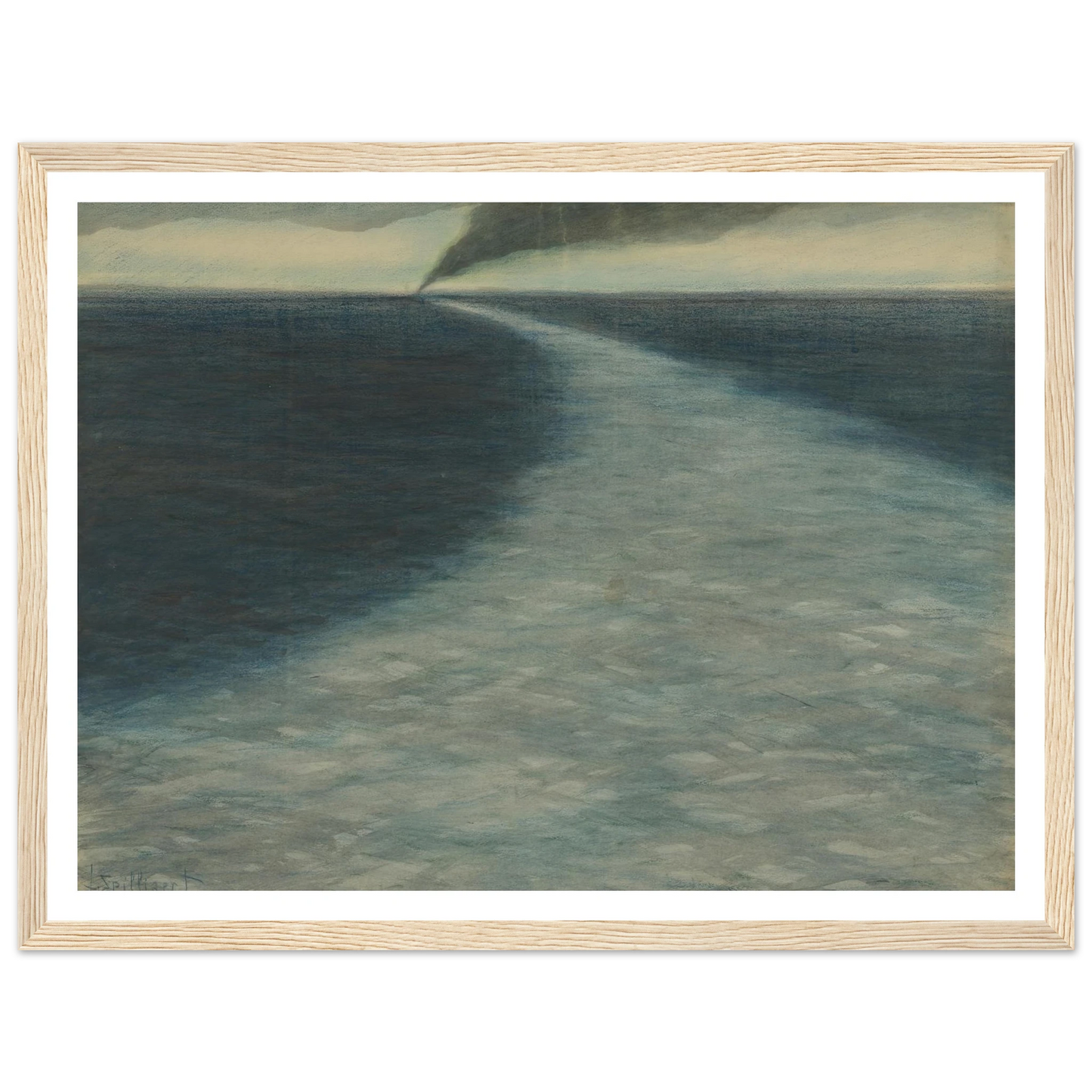 Marine met kielzog (1902) Art Print | Leon Spilliaert - Framed Poster - 30x40 cm / 12x16″ - Black frame