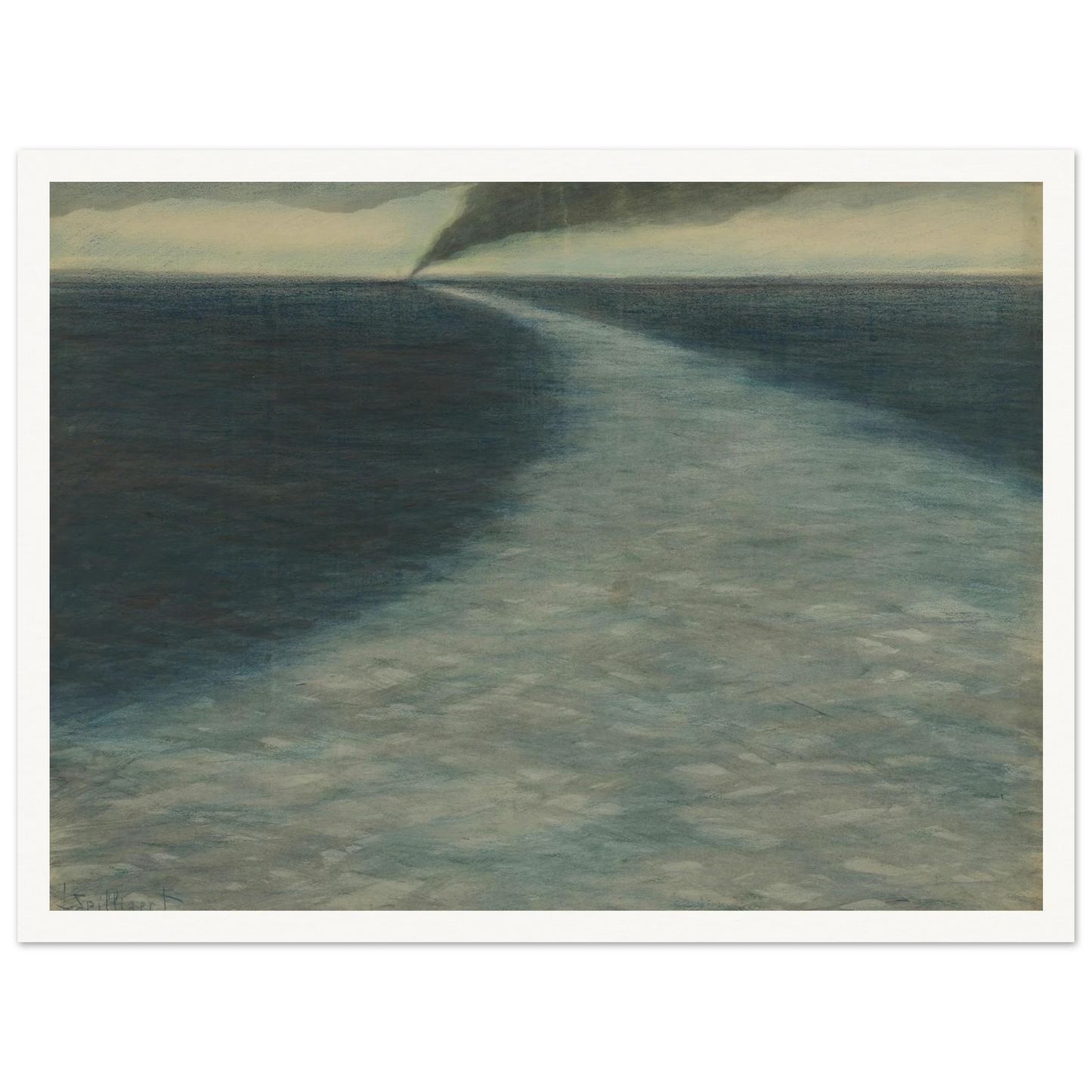 Marine met kielzog (1902) Art Print | Leon Spilliaert - Framed Poster - 30x40 cm / 12x16″ - Black frame