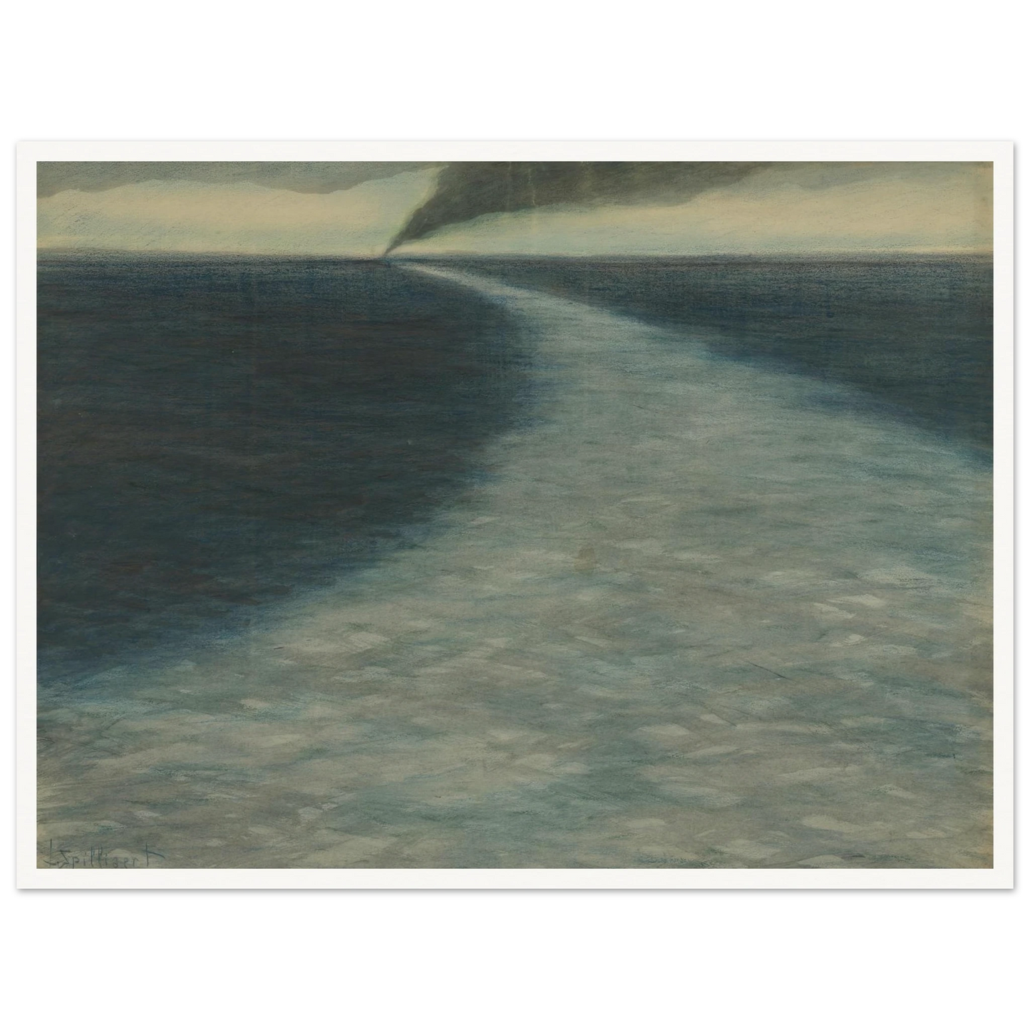 Marine met kielzog (1902) Art Print | Leon Spilliaert - Framed Poster - 30x40 cm / 12x16″ - Black frame