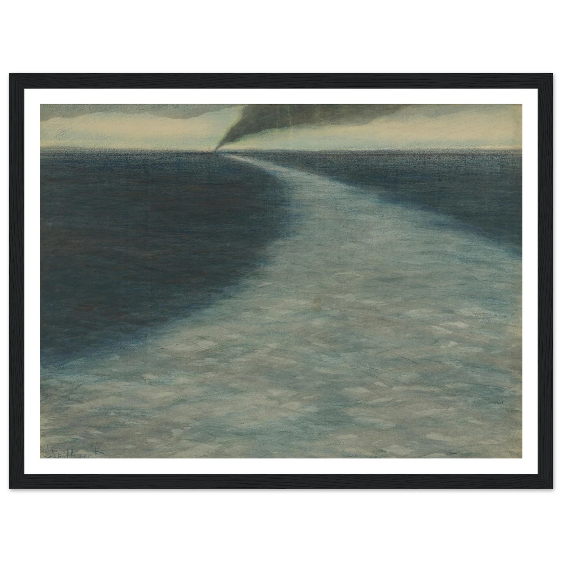 Marine met kielzog (1902) Art Print | Leon Spilliaert - Framed Poster - 30x40 cm / 12x16″ - Black frame