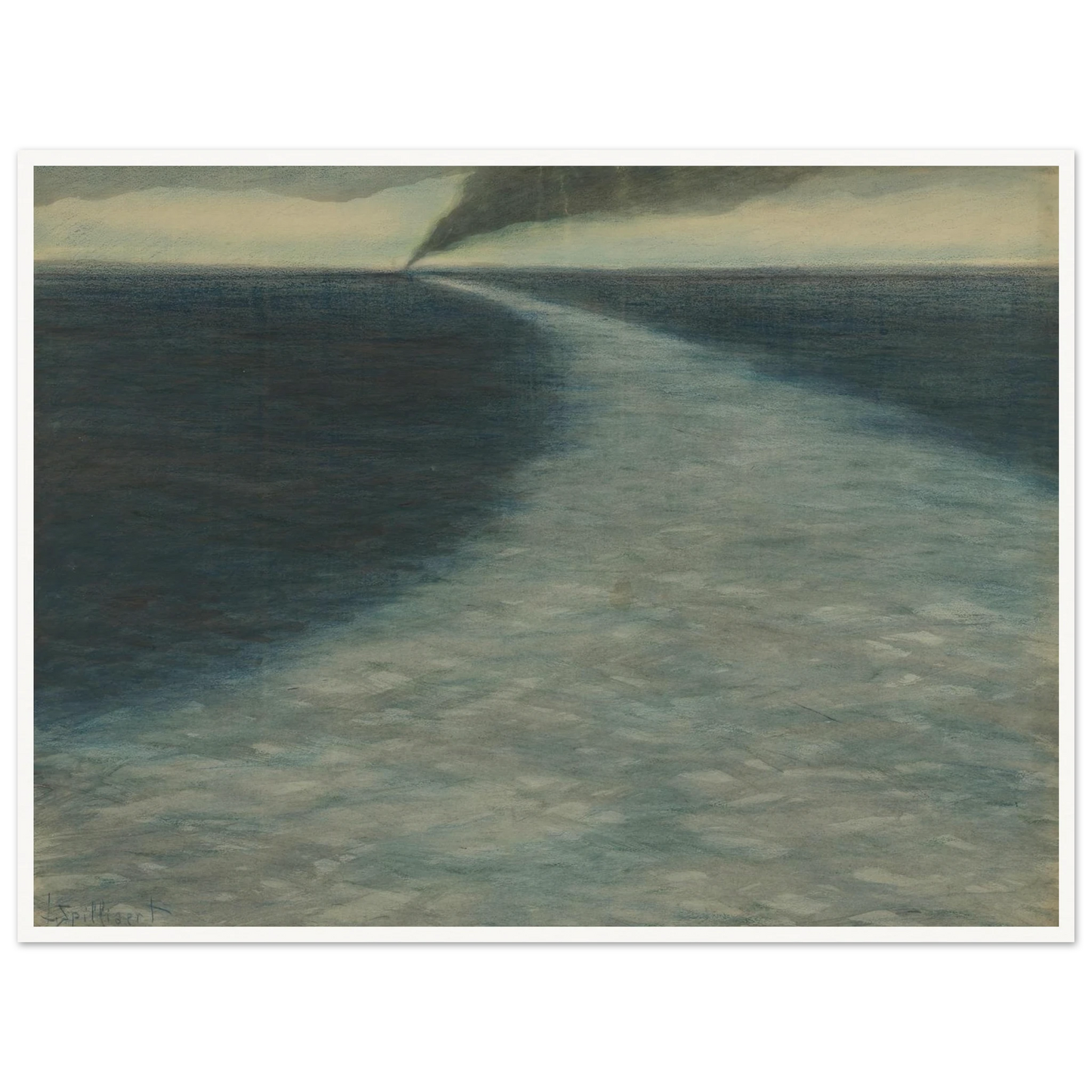 Marine met kielzog (1902) Art Print | Leon Spilliaert - Framed Poster - 30x40 cm / 12x16″ - Black frame