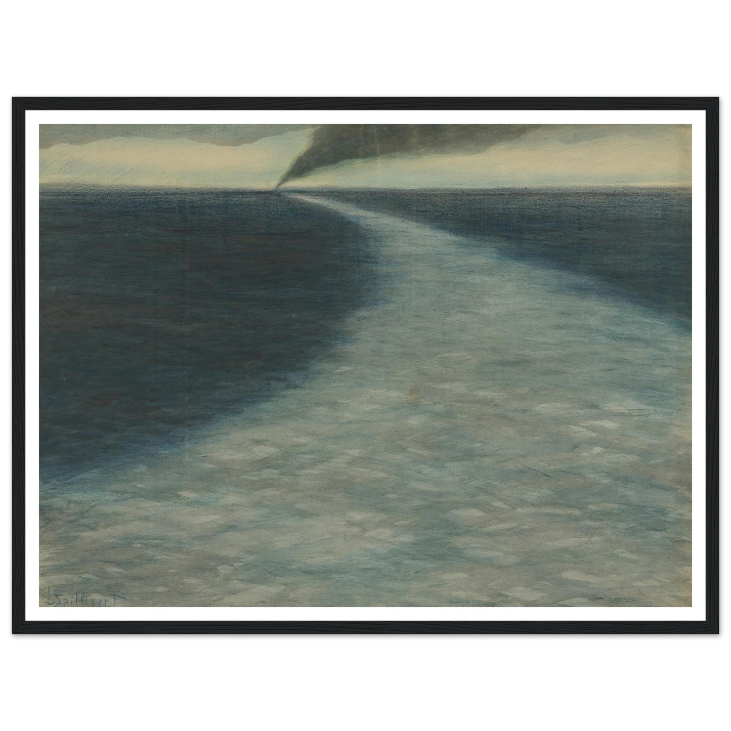 Marine met kielzog (1902) Art Print | Leon Spilliaert - Framed Poster - 30x40 cm / 12x16″ - Black frame