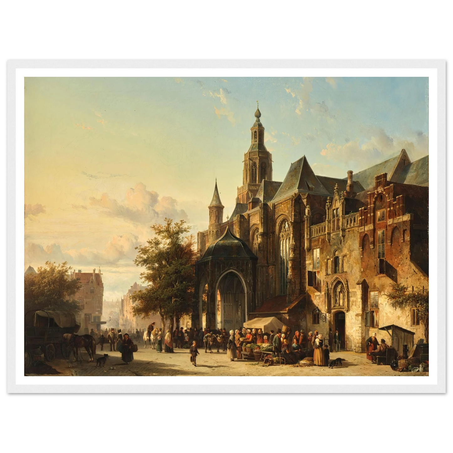 Market Square, Nijmegen (1849) Art Print | Cornelis Springer - Framed Poster - 30x40 cm / 12x16″ - Black frame
