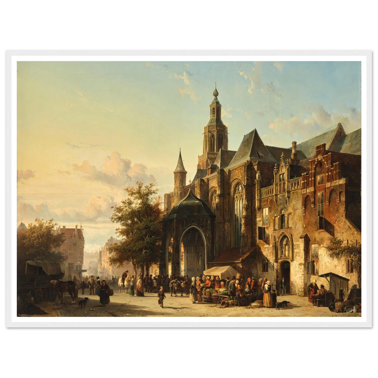 Market Square, Nijmegen (1849) Art Print | Cornelis Springer - Framed Poster - 30x40 cm / 12x16″ - Black frame