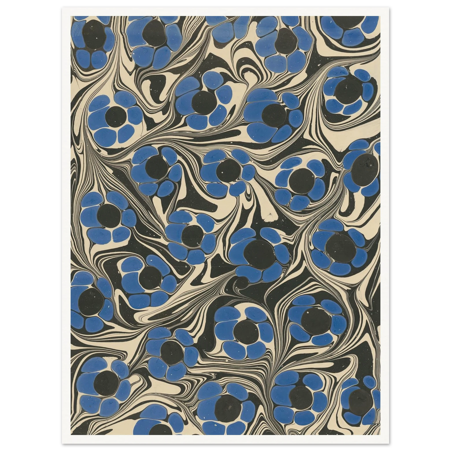 Marmorpapier (mit Blütenmotiven) (1910) Art Print | Franz Weisse - Framed Poster - 30x40 cm / 12x16″ - Black frame