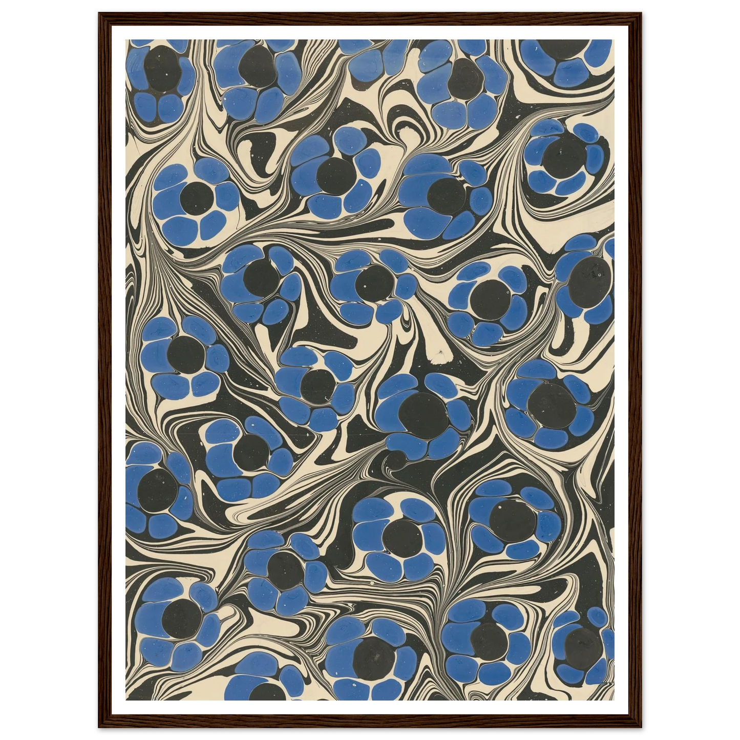 Marmorpapier (mit Blütenmotiven) (1910) Art Print | Franz Weisse - Framed Poster - 30x40 cm / 12x16″ - Black frame