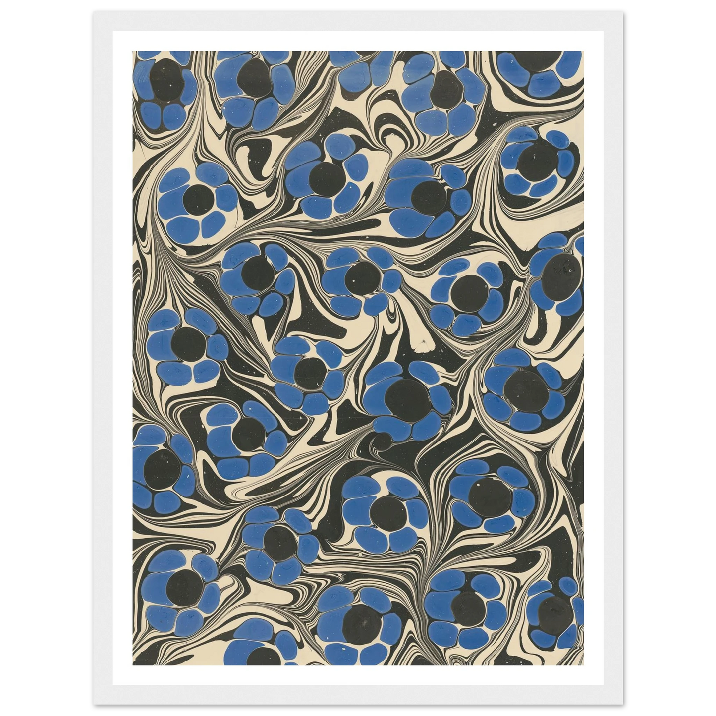 Marmorpapier (mit Blütenmotiven) (1910) Art Print | Franz Weisse - Framed Poster - 30x40 cm / 12x16″ - Black frame