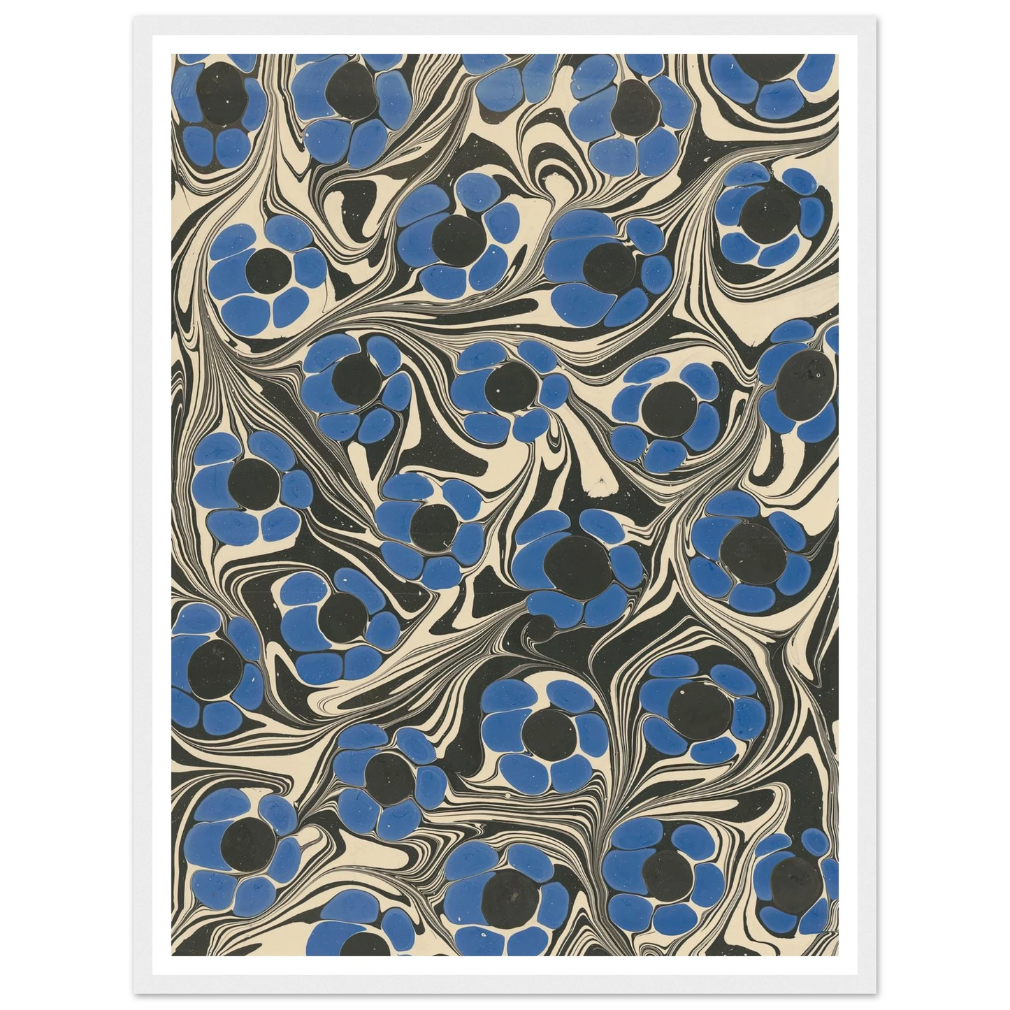 Marmorpapier (mit Blütenmotiven) (1910) Art Print | Franz Weisse - Framed Poster - 30x40 cm / 12x16″ - Black frame