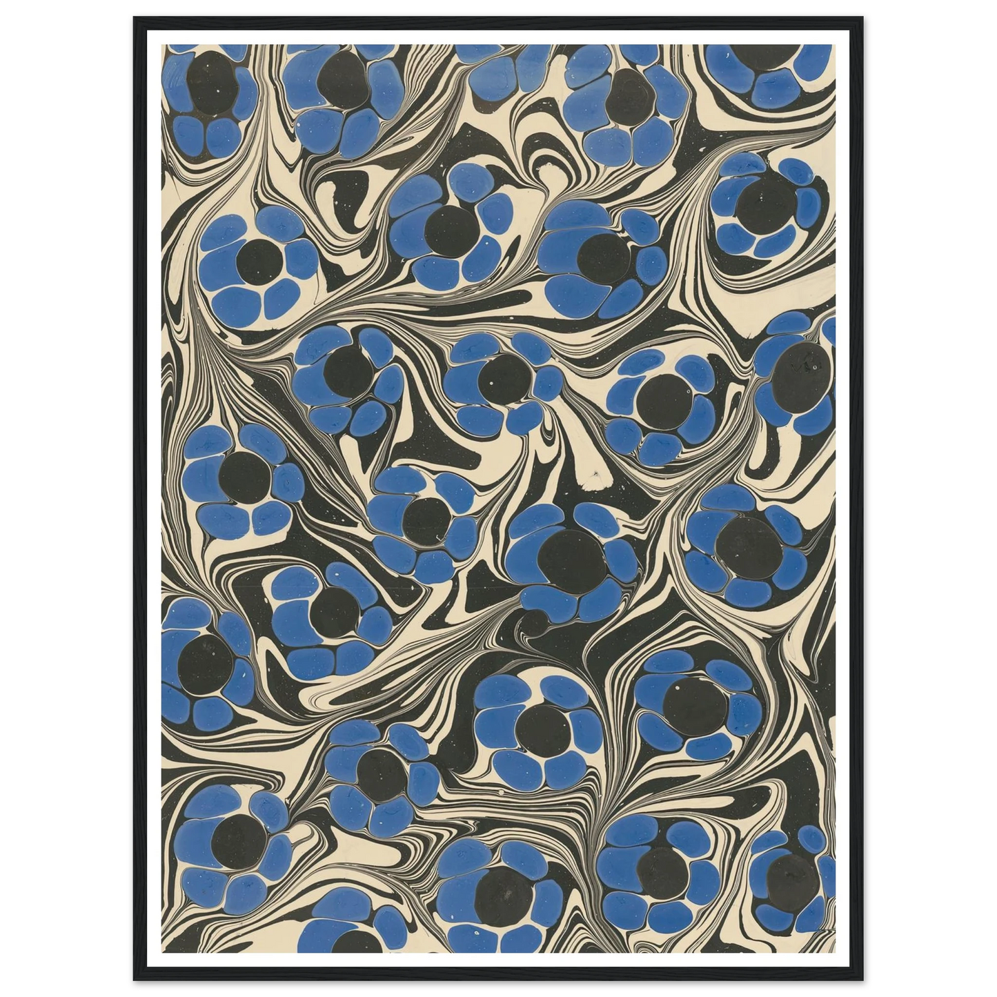 Marmorpapier (mit Blütenmotiven) (1910) Art Print | Franz Weisse - Framed Poster - 30x40 cm / 12x16″ - Black frame