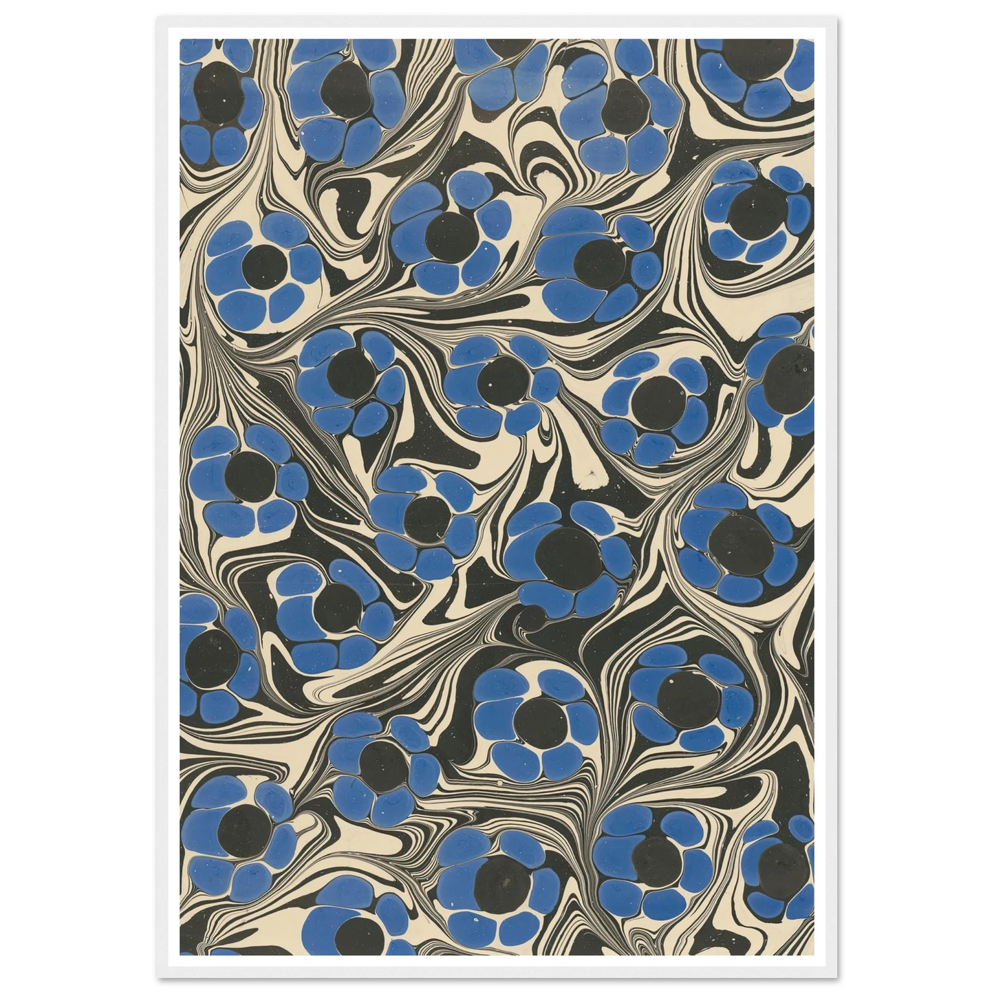 Marmorpapier (mit Blütenmotiven) (1910) Art Print | Franz Weisse - Framed Poster - 30x40 cm / 12x16″ - Black frame