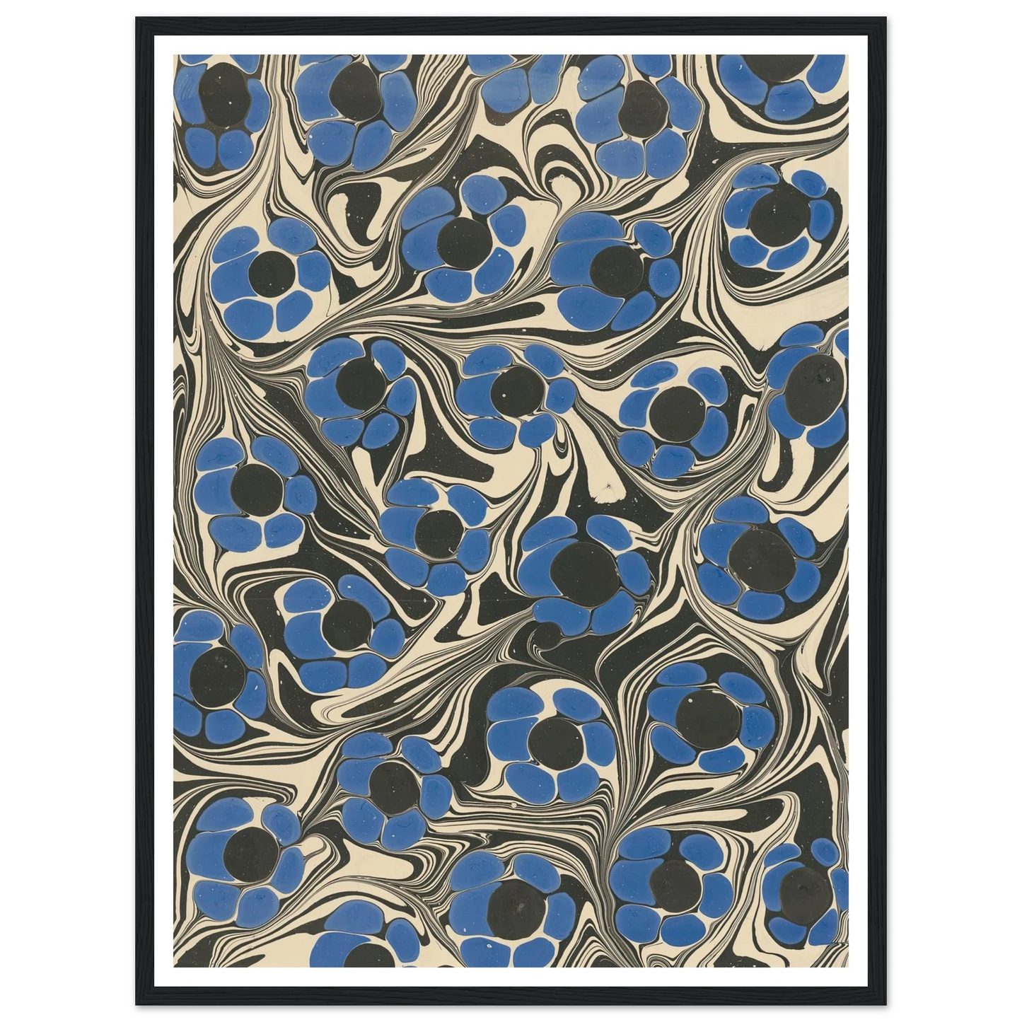 Marmorpapier (mit Blütenmotiven) (1910) Art Print | Franz Weisse - Framed Poster - 30x40 cm / 12x16″ - Black frame