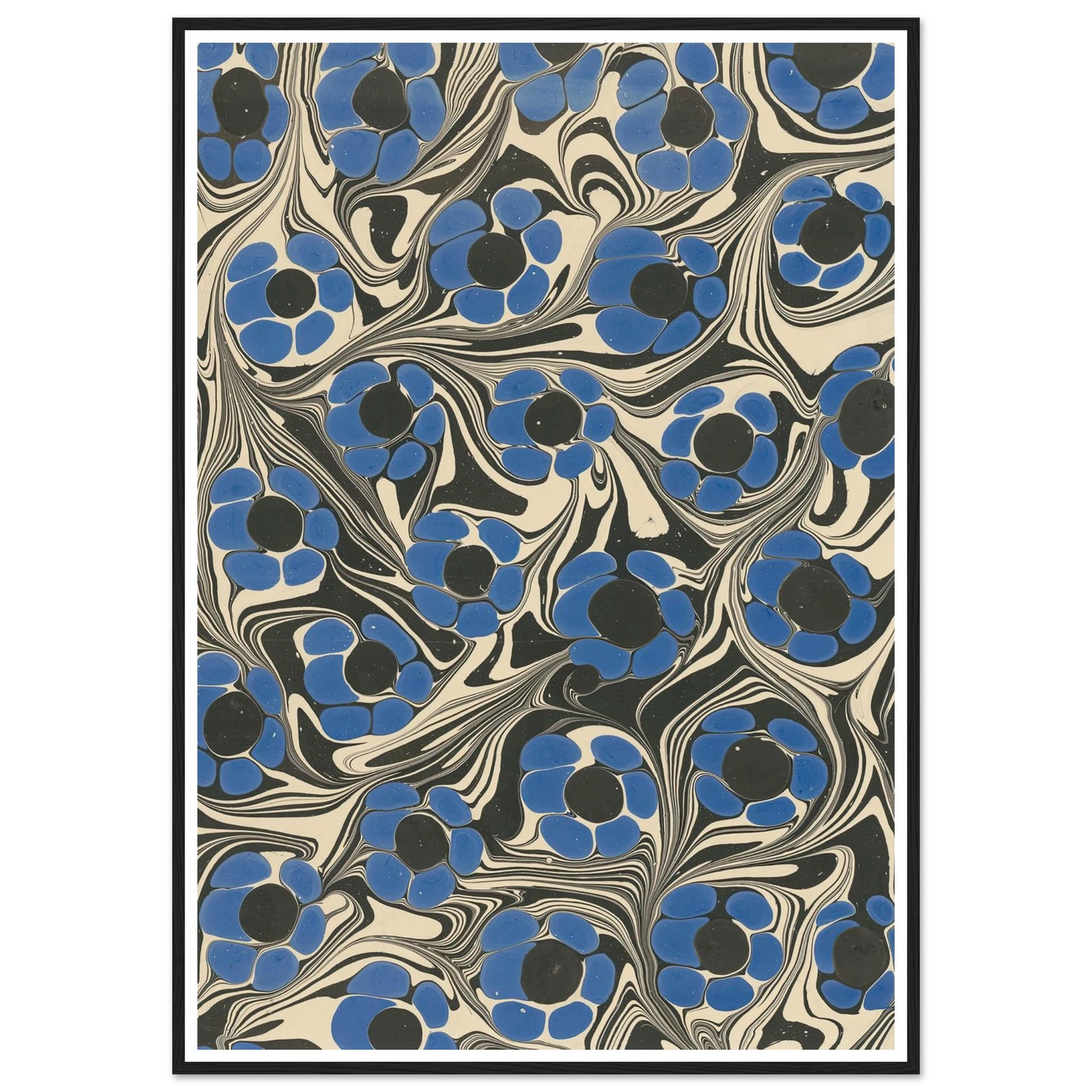 Marmorpapier (mit Blütenmotiven) (1910) Art Print | Franz Weisse - Framed Poster - 30x40 cm / 12x16″ - Black frame