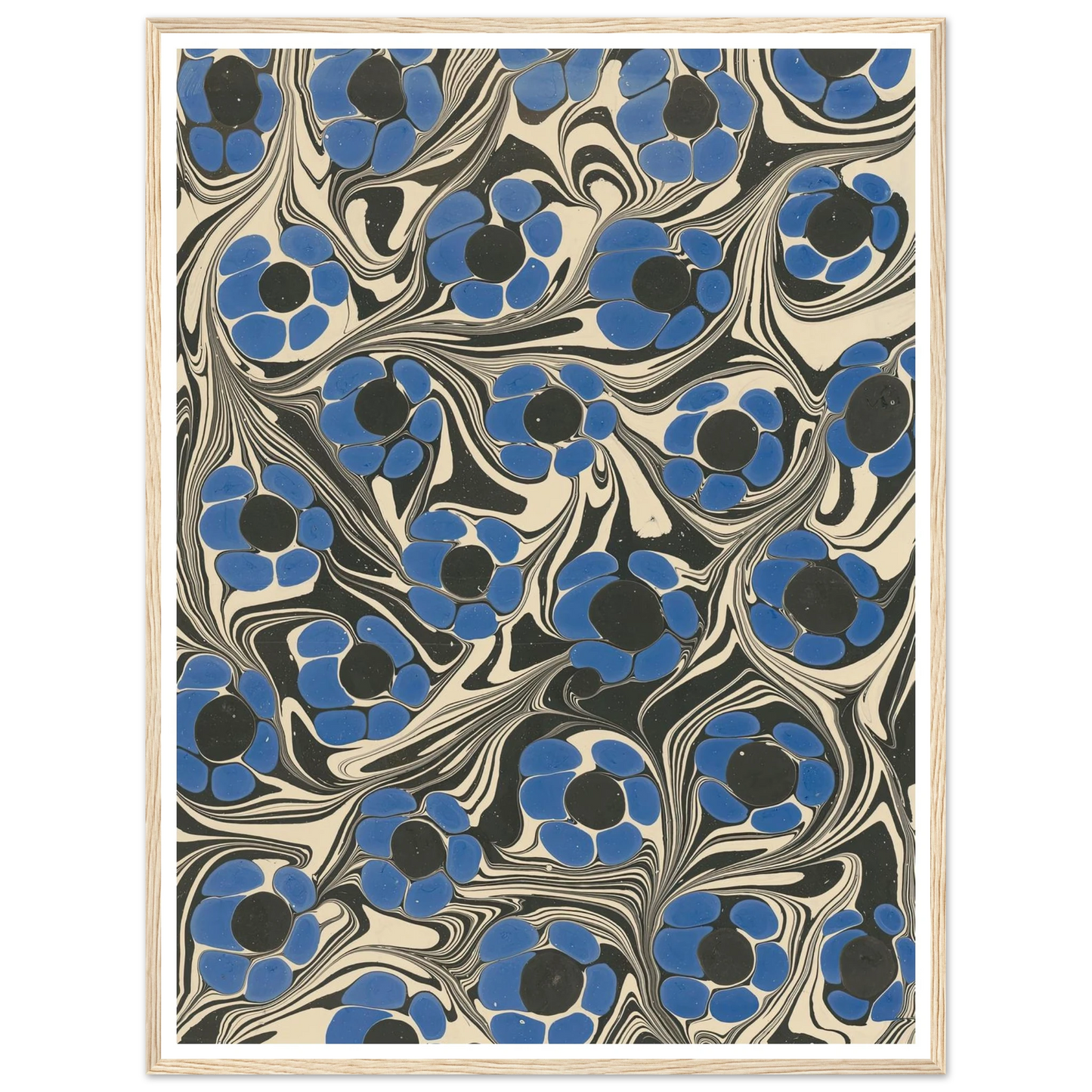 Marmorpapier (mit Blütenmotiven) (1910) Art Print | Franz Weisse - Framed Poster - 30x40 cm / 12x16″ - Black frame