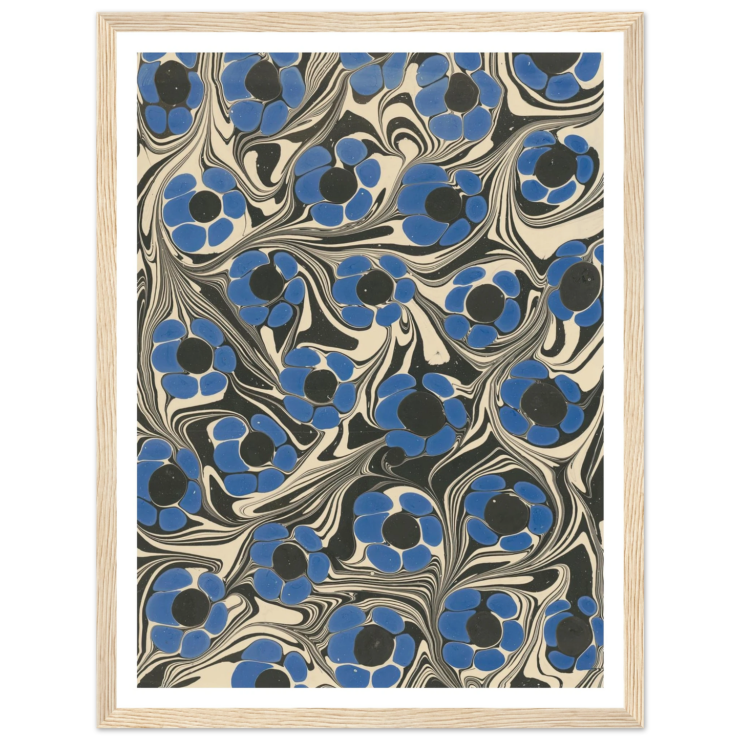 Marmorpapier (mit Blütenmotiven) (1910) Art Print | Franz Weisse - Framed Poster - 30x40 cm / 12x16″ - Black frame