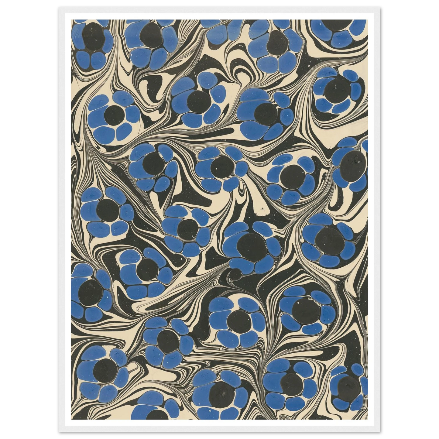 Marmorpapier (mit Blütenmotiven) (1910) Art Print | Franz Weisse - Framed Poster - 30x40 cm / 12x16″ - Black frame