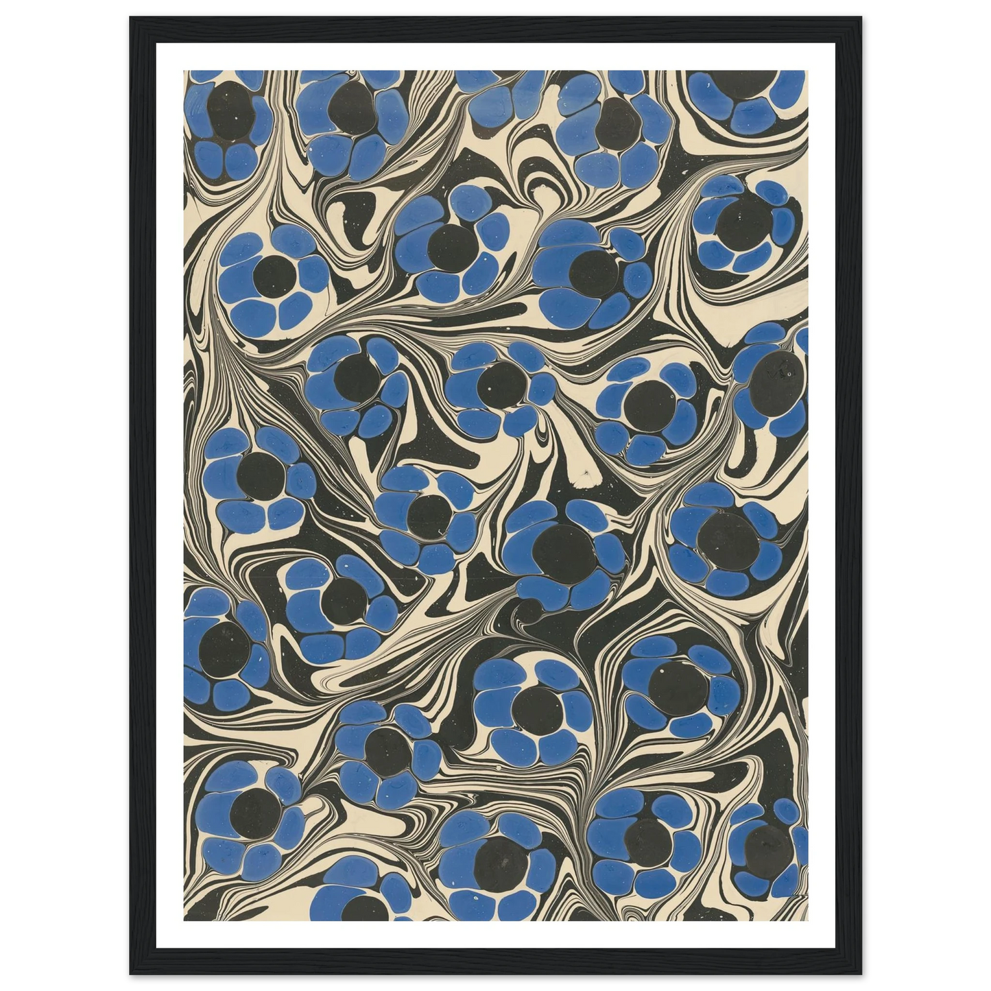 Marmorpapier (mit Blütenmotiven) (1910) Art Print | Franz Weisse - Framed Poster - 30x40 cm / 12x16″ - Black frame