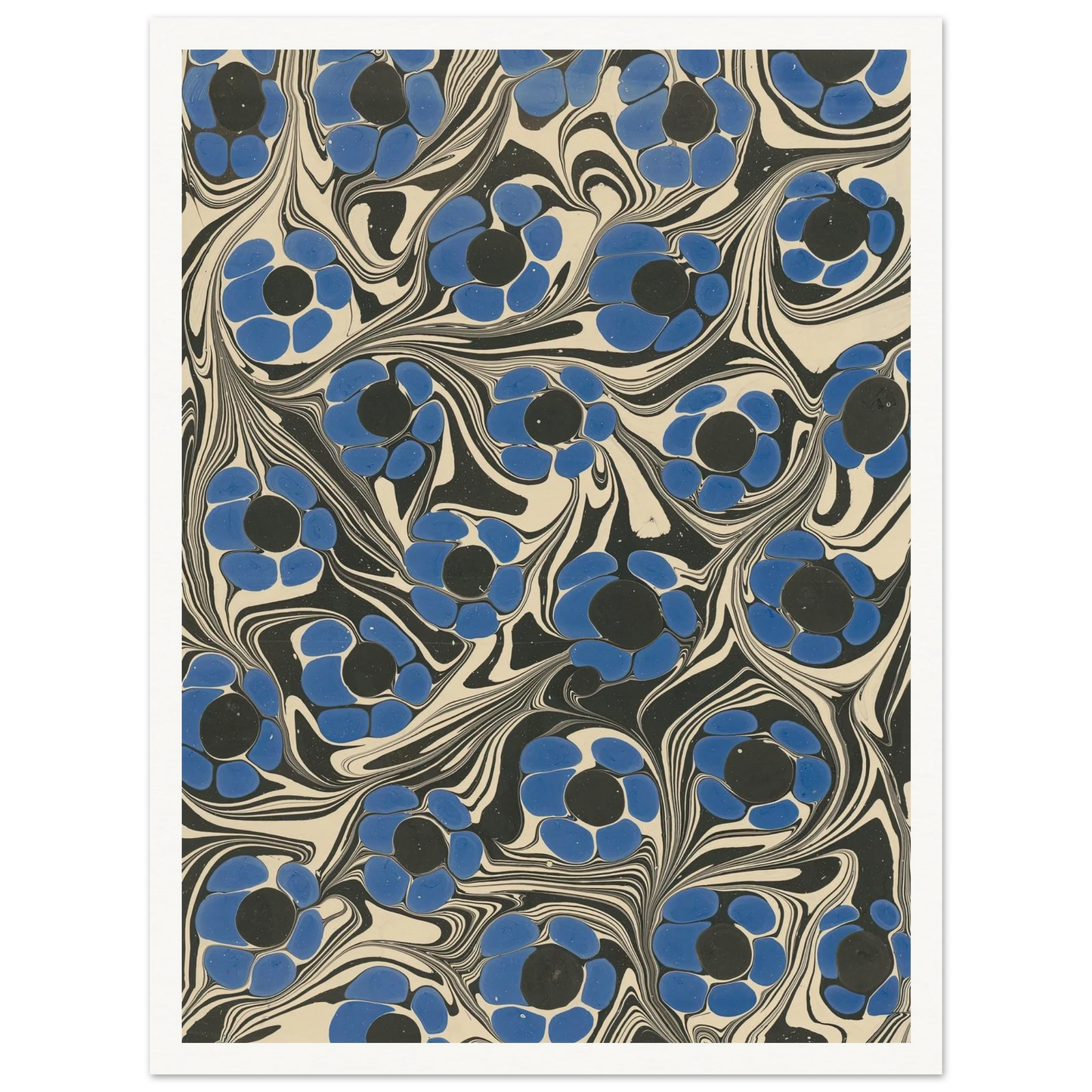 Marmorpapier (mit Blütenmotiven) (1910) Art Print | Franz Weisse - Framed Poster - 30x40 cm / 12x16″ - Black frame