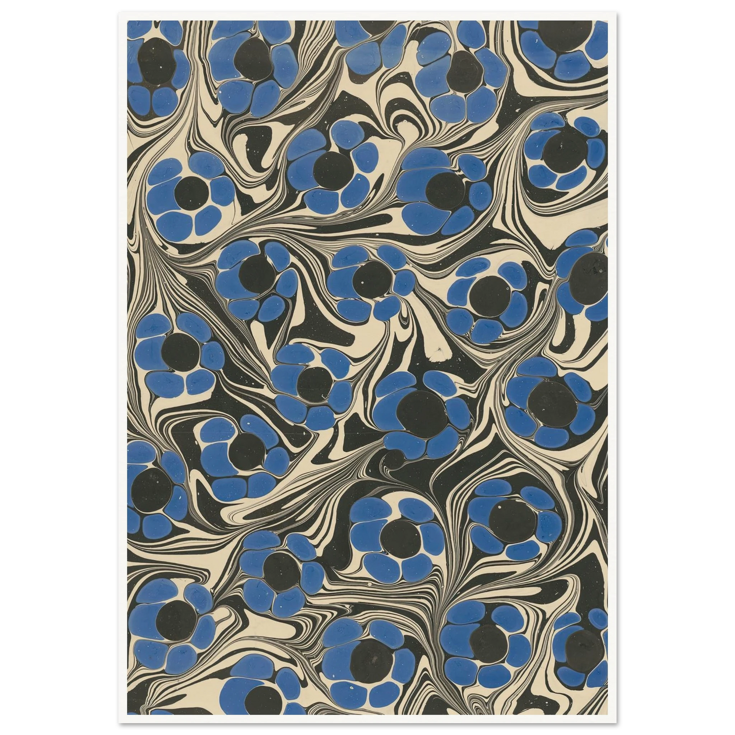 Marmorpapier (mit Blütenmotiven) (1910) Art Print | Franz Weisse - Framed Poster - 30x40 cm / 12x16″ - Black frame