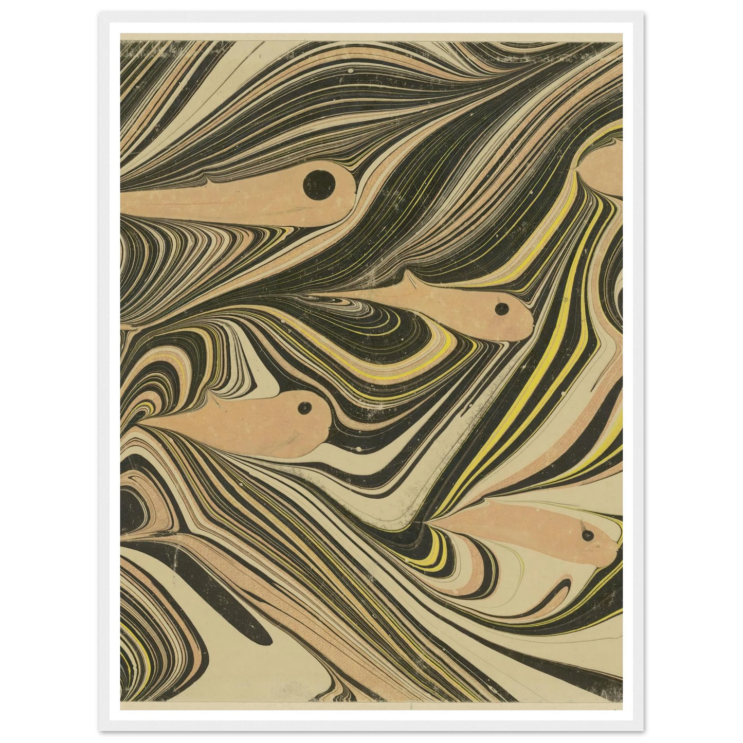 Marmorpapier (mit Fischmotiven) (1903 - 1907) Art Print | Josef Hoffmann - Framed Poster - 30x40 cm / 12x16″ - Black frame