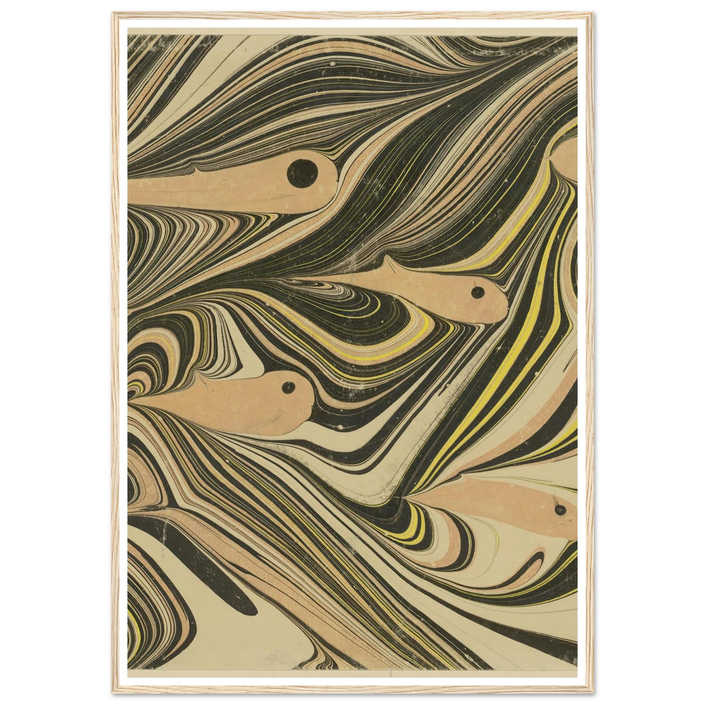 Marmorpapier (mit Fischmotiven) (1903 - 1907) Art Print | Josef Hoffmann - Framed Poster - 30x40 cm / 12x16″ - Black frame