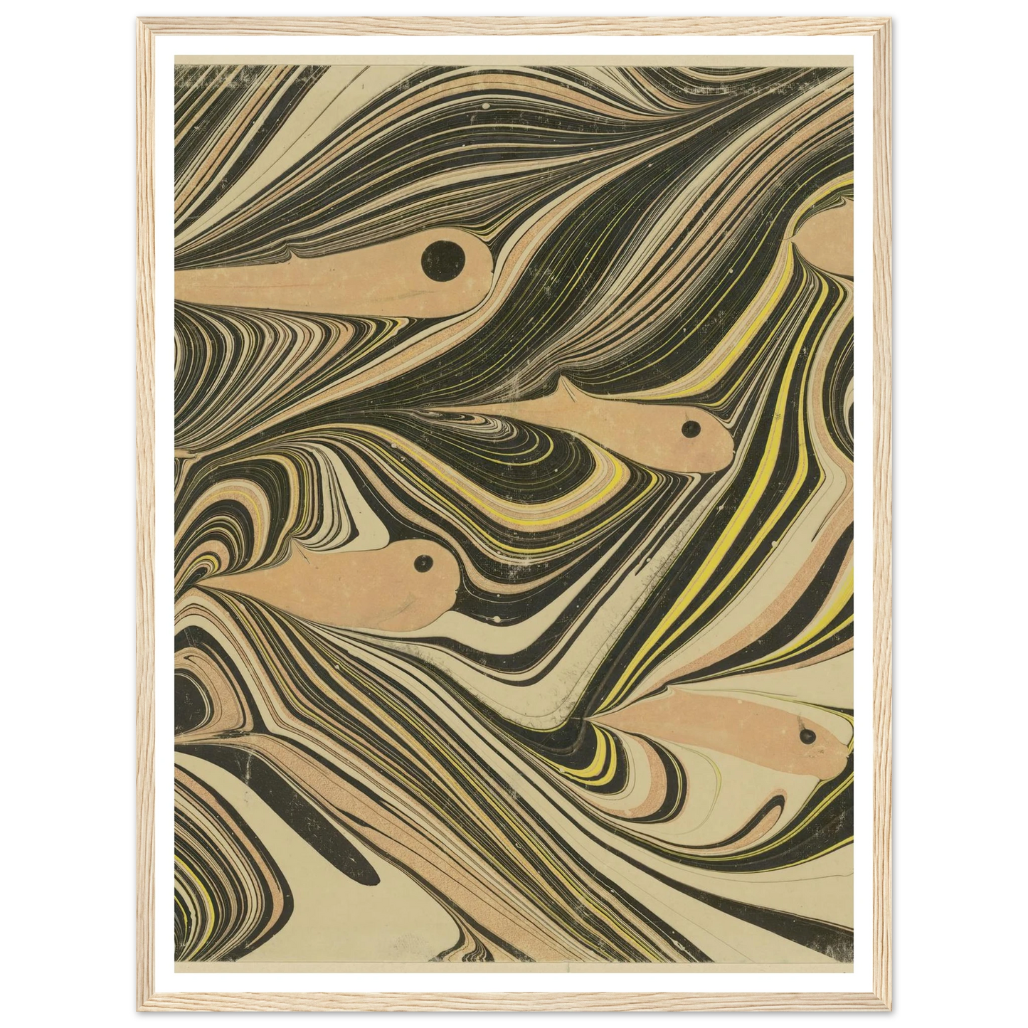 Marmorpapier (mit Fischmotiven) (1903 - 1907) Art Print | Josef Hoffmann - Framed Poster - 30x40 cm / 12x16″ - Black frame
