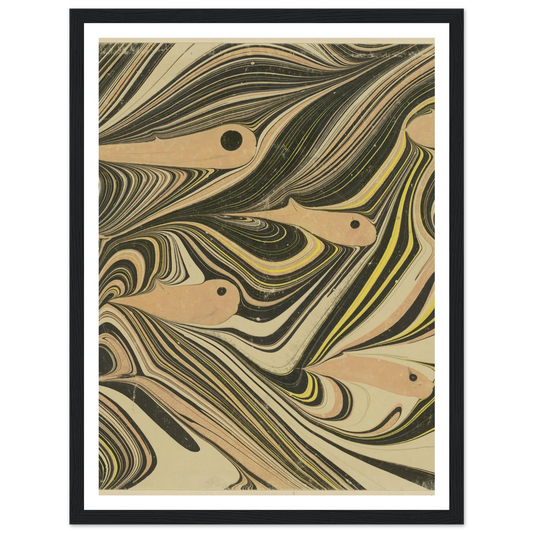 Marmorpapier (mit Fischmotiven) (1903 - 1907) Art Print | Josef Hoffmann - Framed Poster - 30x40 cm / 12x16″ - Black frame