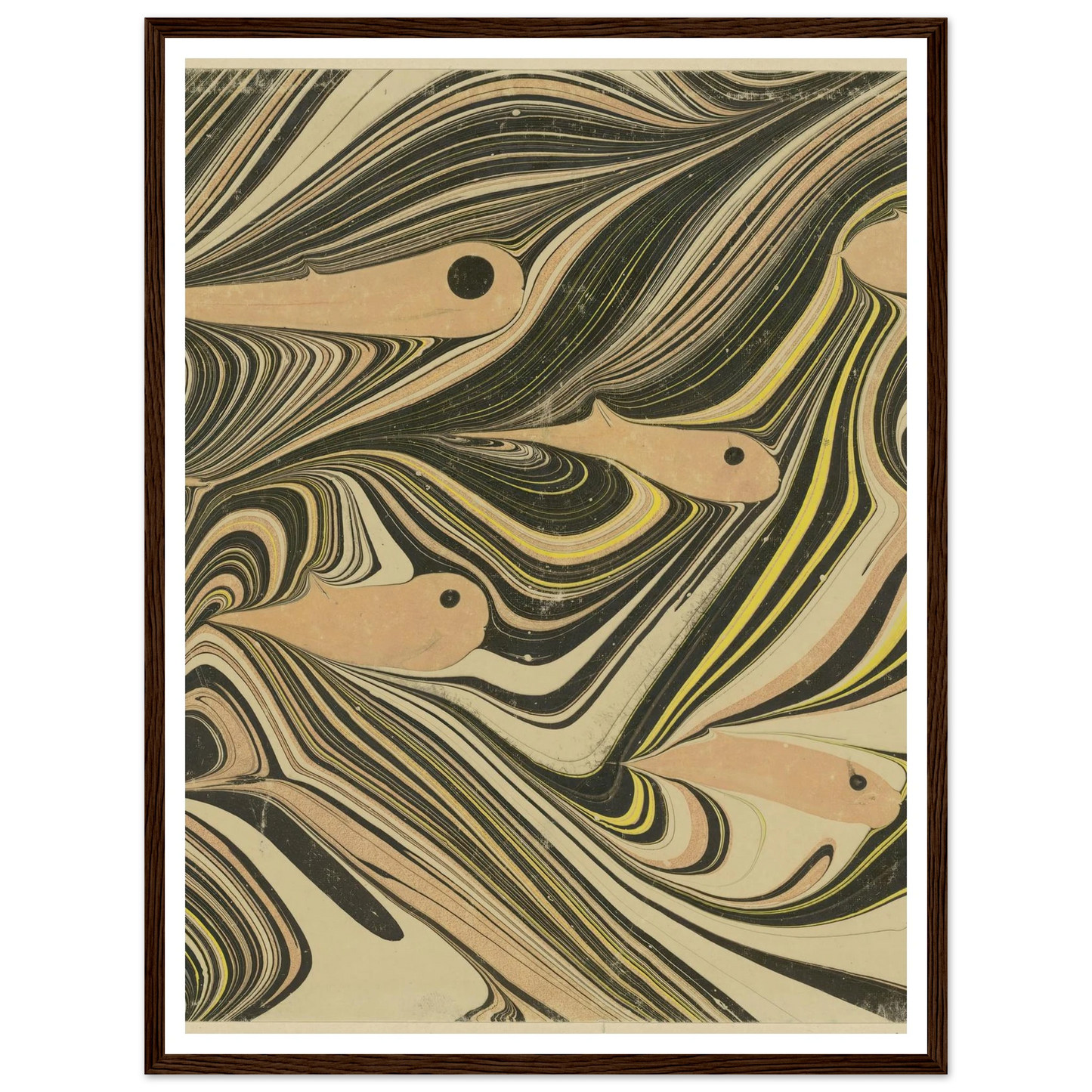 Marmorpapier (mit Fischmotiven) (1903 - 1907) Art Print | Josef Hoffmann - Framed Poster - 30x40 cm / 12x16″ - Black frame