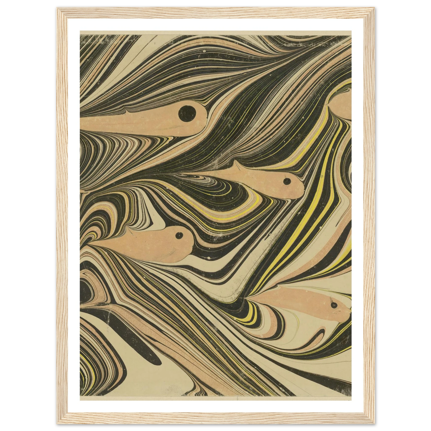Marmorpapier (mit Fischmotiven) (1903 - 1907) Art Print | Josef Hoffmann - Framed Poster - 30x40 cm / 12x16″ - Black frame