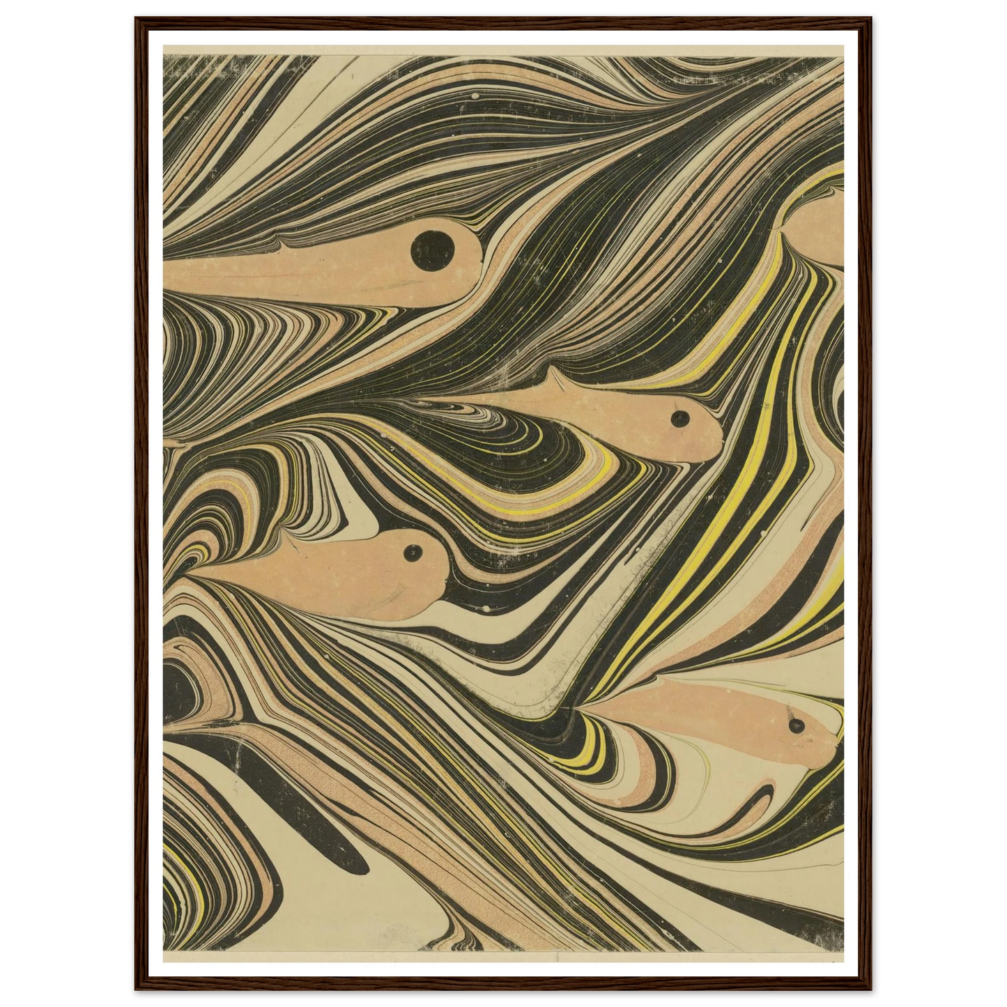 Marmorpapier (mit Fischmotiven) (1903 - 1907) Art Print | Josef Hoffmann - Framed Poster - 30x40 cm / 12x16″ - Black frame