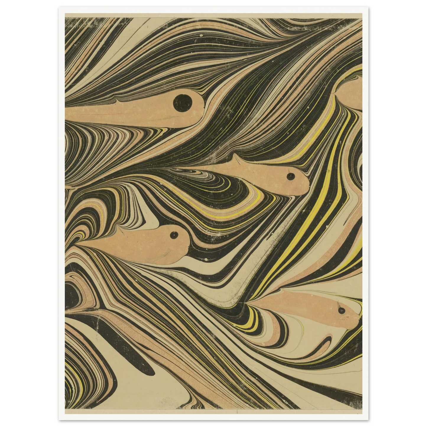 Marmorpapier (mit Fischmotiven) (1903 - 1907) Art Print | Josef Hoffmann - Framed Poster - 30x40 cm / 12x16″ - Black frame