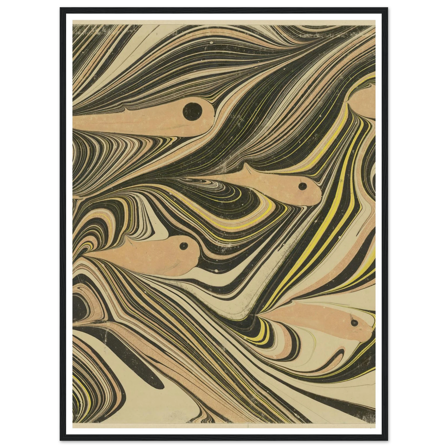 Marmorpapier (mit Fischmotiven) (1903 - 1907) Art Print | Josef Hoffmann - Framed Poster - 30x40 cm / 12x16″ - Black frame