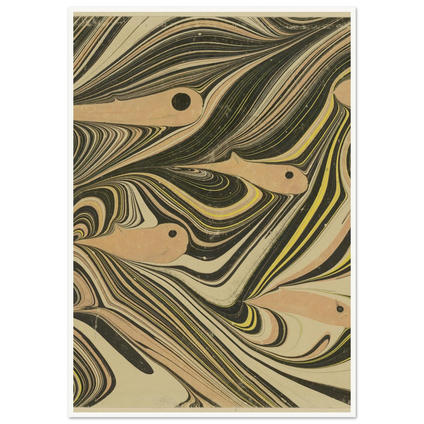 Marmorpapier (mit Fischmotiven) (1903 - 1907) Art Print | Josef Hoffmann - Framed Poster - 30x40 cm / 12x16″ - Black frame