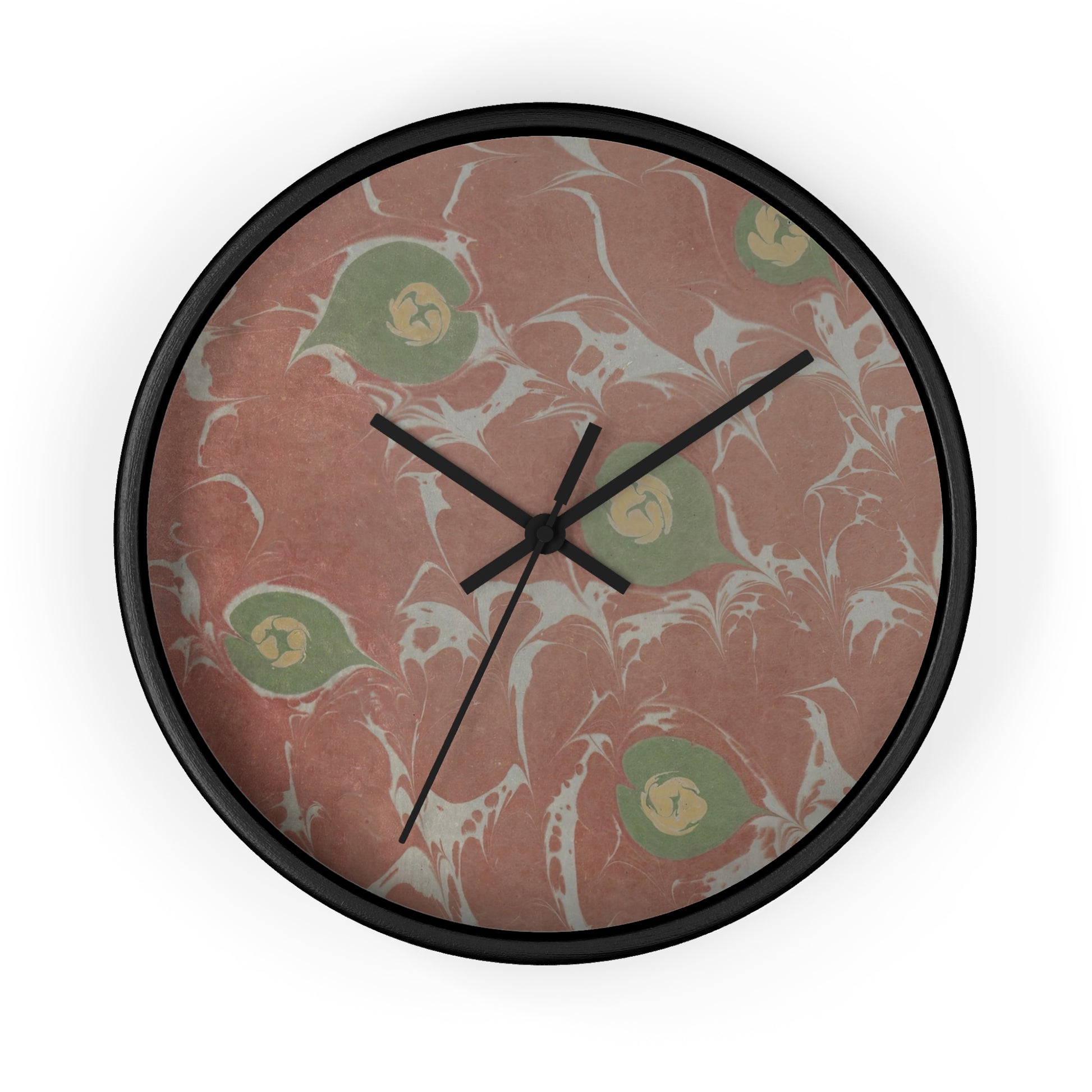 Marmorpapier (mit herzförmigen Motiven) Wall Clock | Anker Kyster - Black - Black Base - 10"