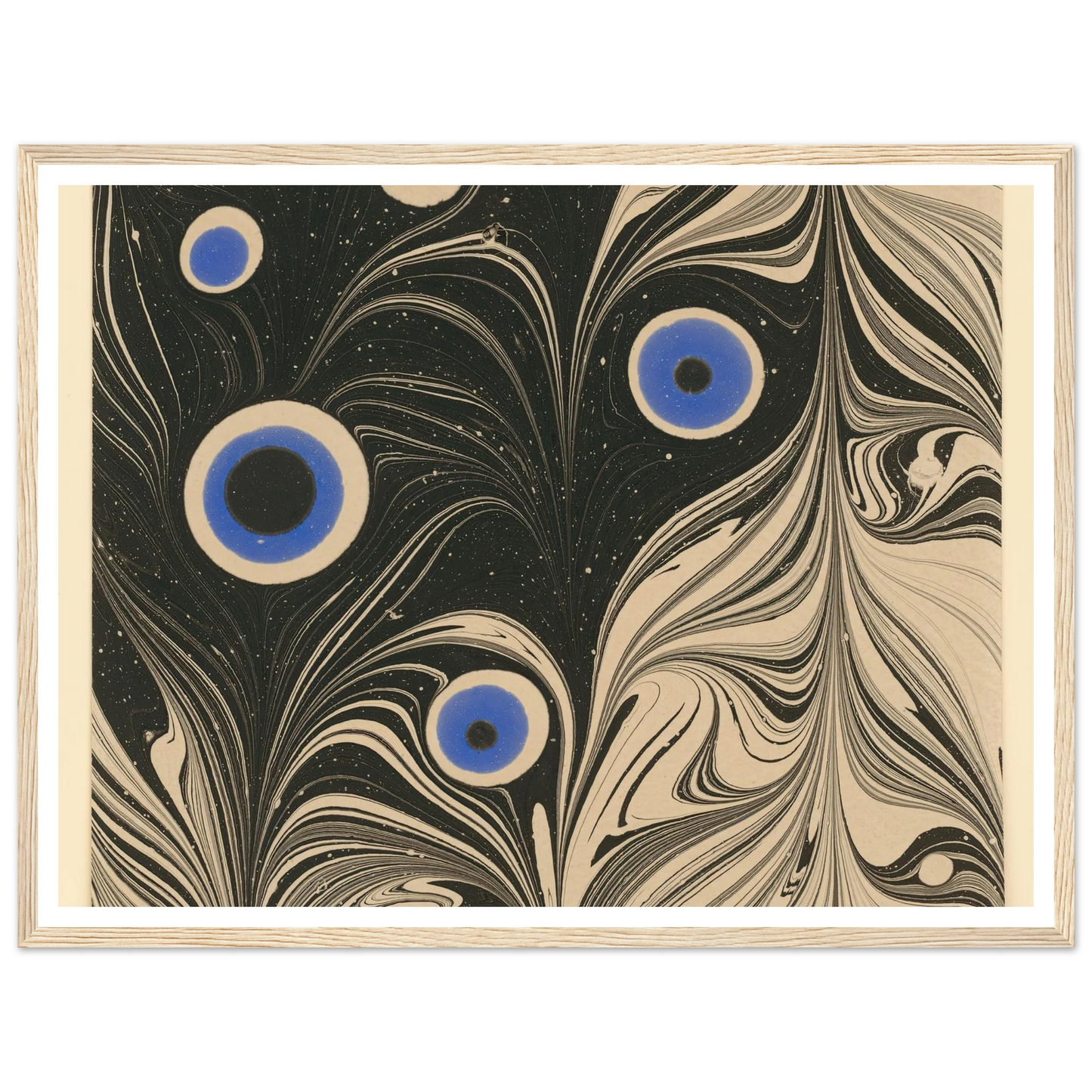 Marmorpapier (Pfauenfederornament) (1903 - 1907) Art Print | Josef Hoffmann - Framed Poster - 30x40 cm / 12x16″ - Black frame
