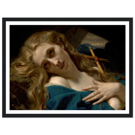 Mary Magdalene in the Cave (1868) Art Print | Hugues Merle - Framed Poster - 30x40 cm / 12x16″ - Black frame