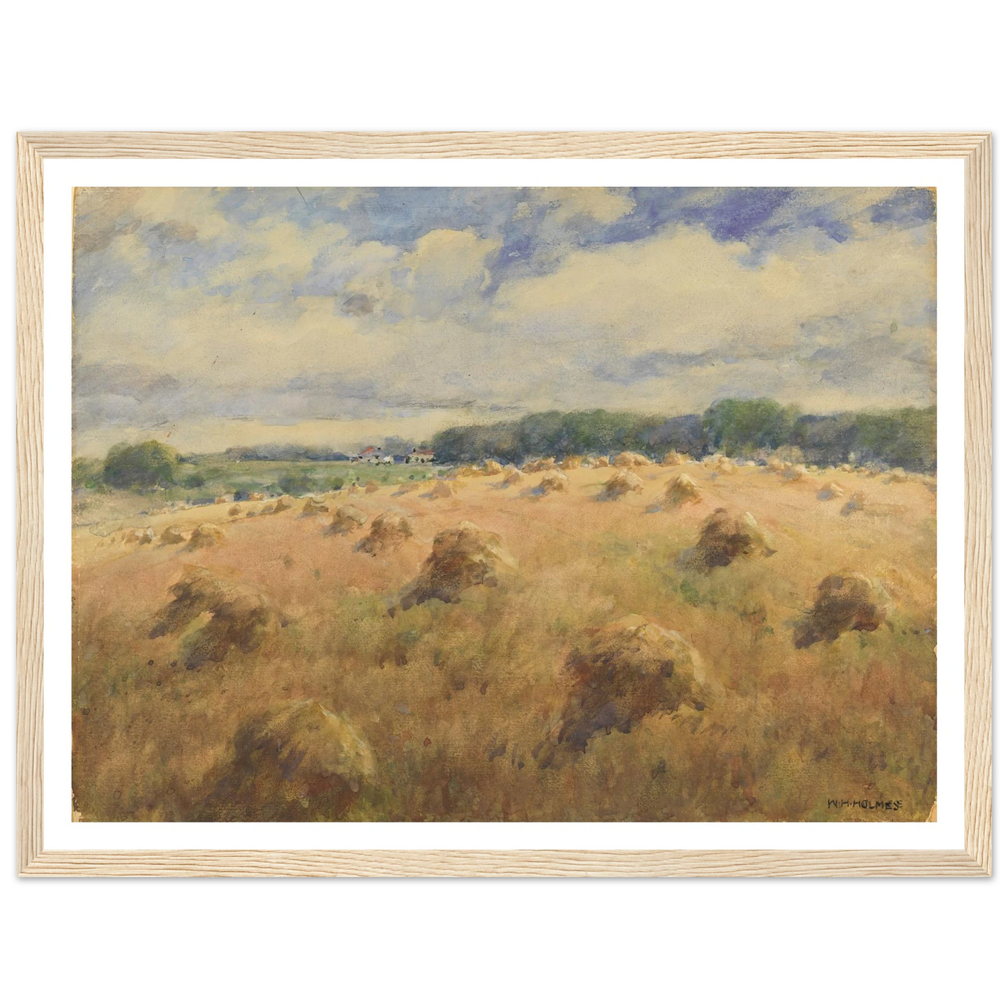 Maryland Wheat Fields Art Print | William Henry Holmes - Framed Poster - 30x40 cm / 12x16″ - Black frame