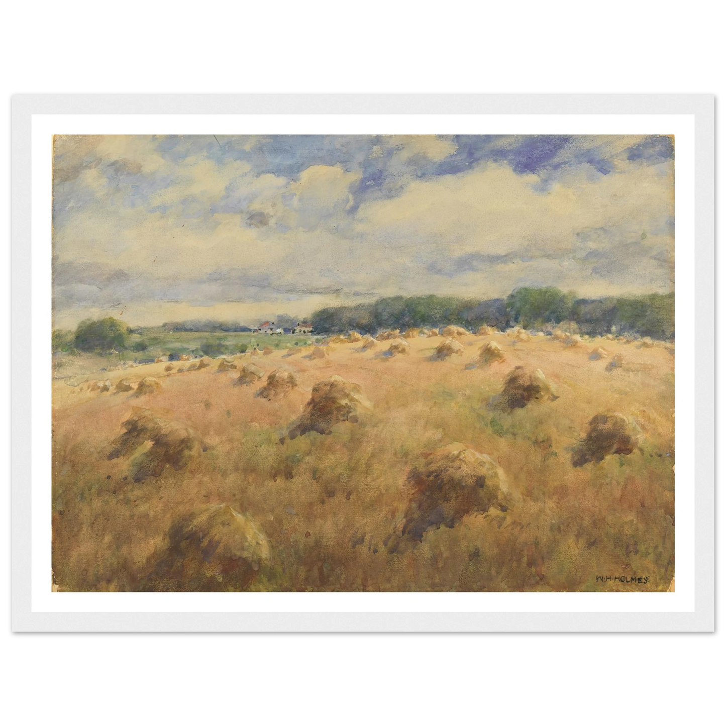 Maryland Wheat Fields Art Print | William Henry Holmes - Framed Poster - 30x40 cm / 12x16″ - Black frame