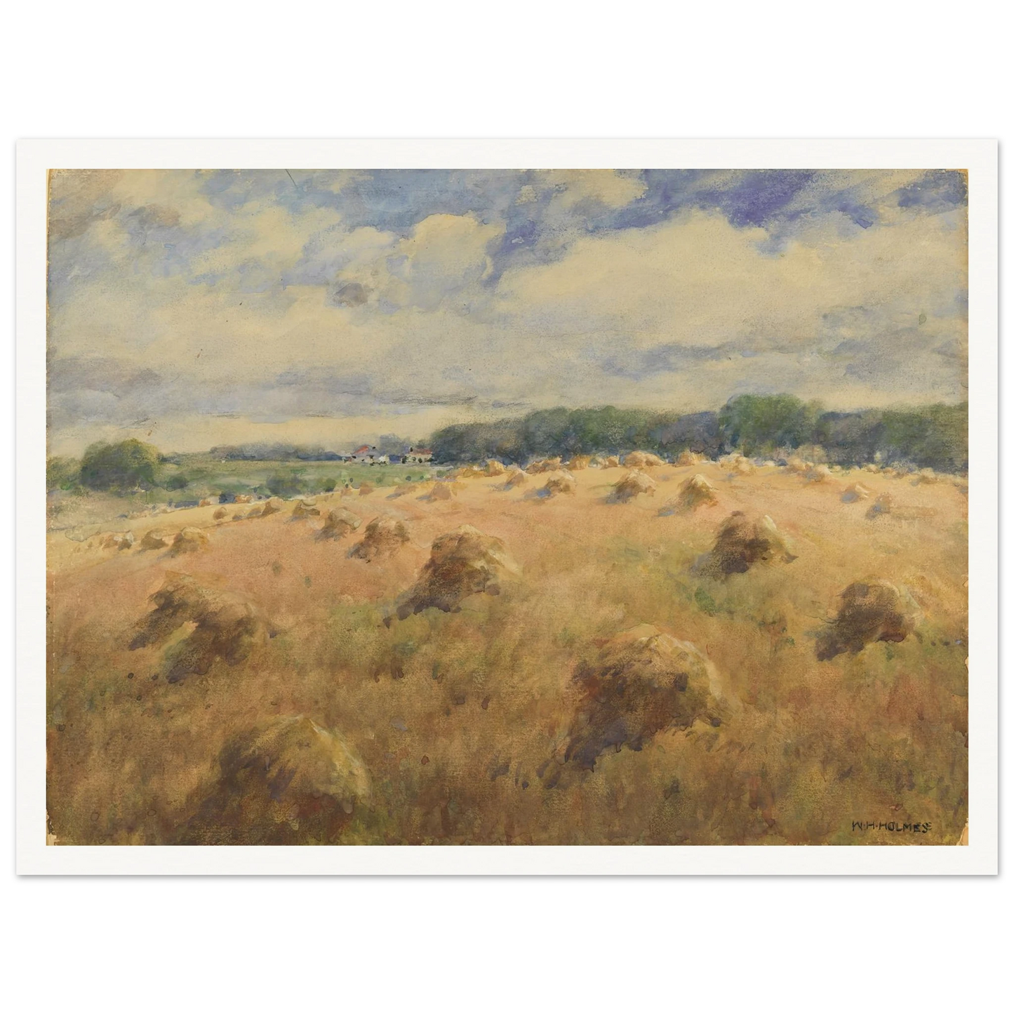 Maryland Wheat Fields Art Print | William Henry Holmes - Framed Poster - 30x40 cm / 12x16″ - Black frame