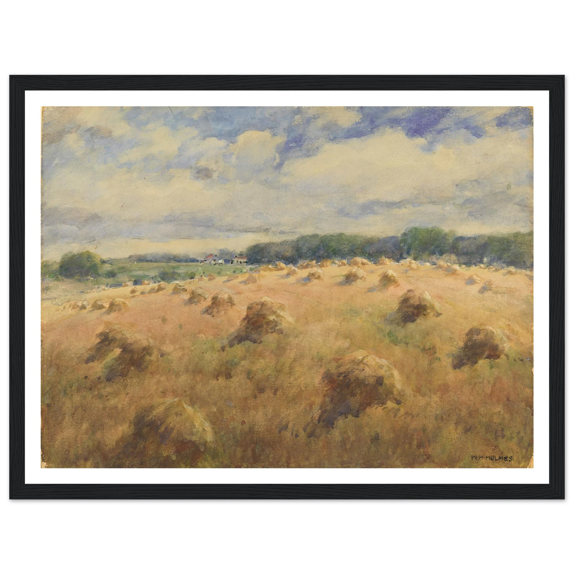 Maryland Wheat Fields Art Print | William Henry Holmes - Framed Poster - 30x40 cm / 12x16″ - Black frame