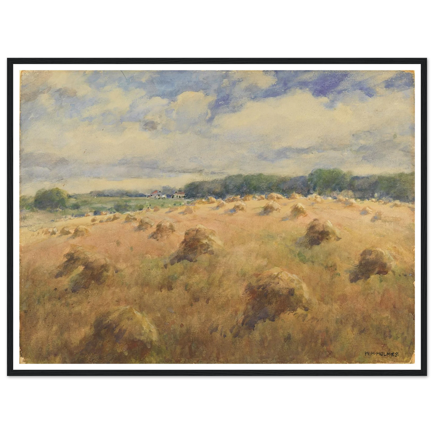 Maryland Wheat Fields Art Print | William Henry Holmes - Framed Poster - 30x40 cm / 12x16″ - Black frame