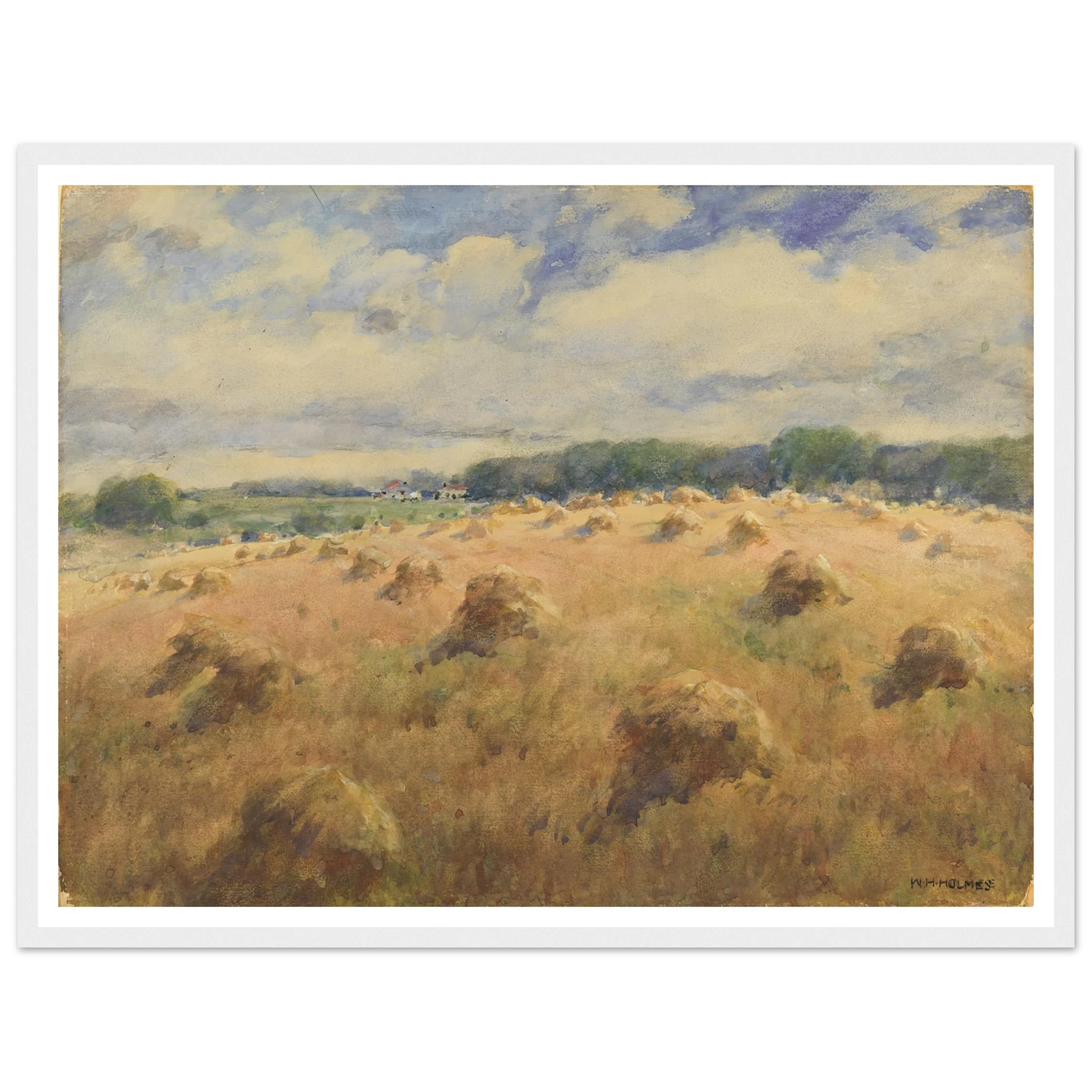 Maryland Wheat Fields Art Print | William Henry Holmes - Framed Poster - 30x40 cm / 12x16″ - Black frame