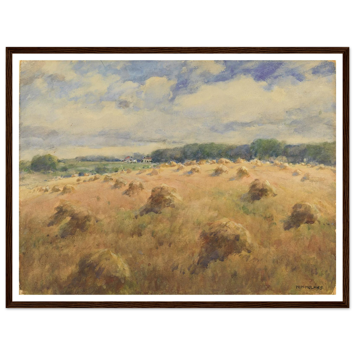 Maryland Wheat Fields Art Print | William Henry Holmes - Framed Poster - 30x40 cm / 12x16″ - Black frame